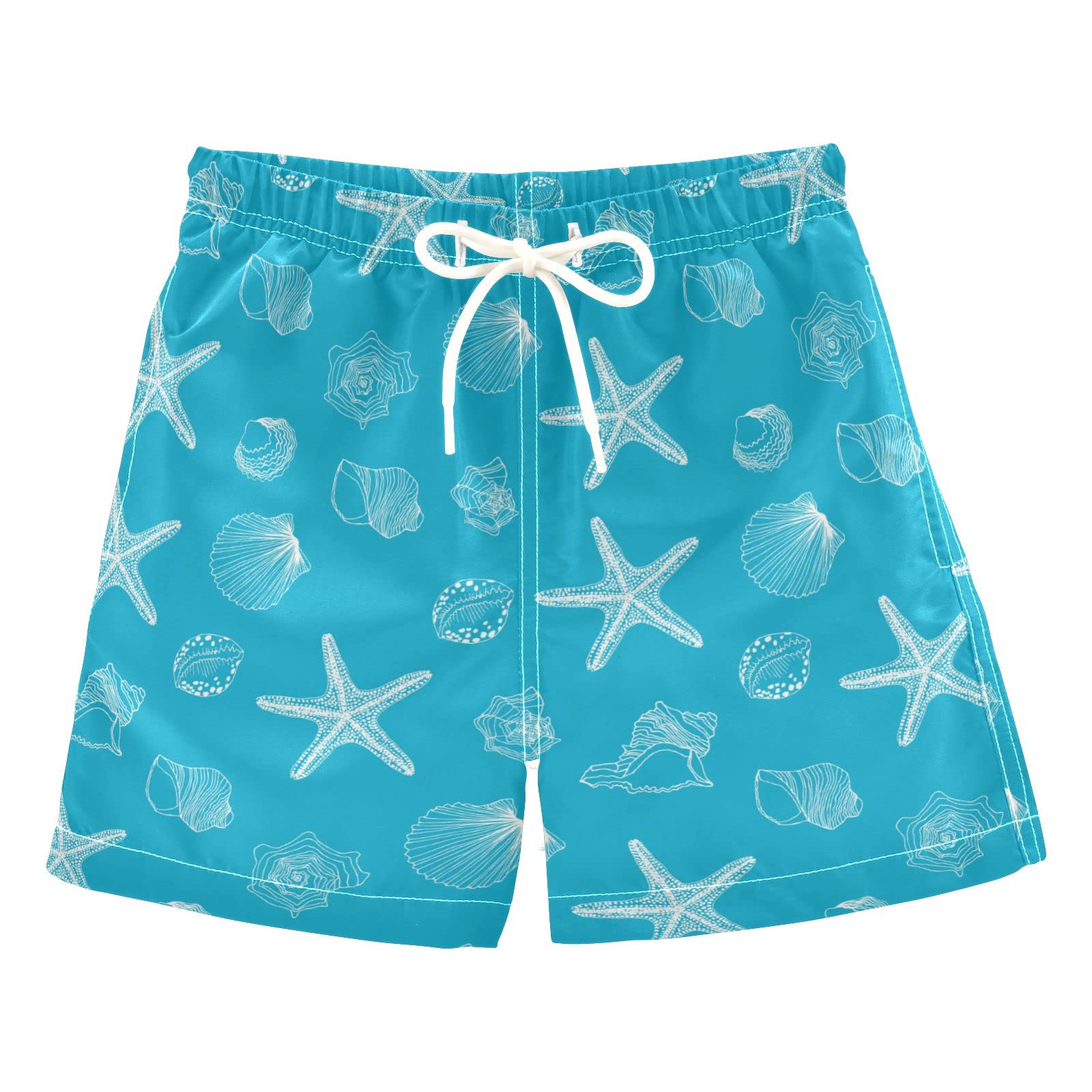 AMICHIC Boys' Blue Shell Pattern Swim Trunks - Quick Dry Board Shorts for Beach, Surf & Pool - Hawaii Vacation Essentials for Swimming, Water Sports & Summer Outings