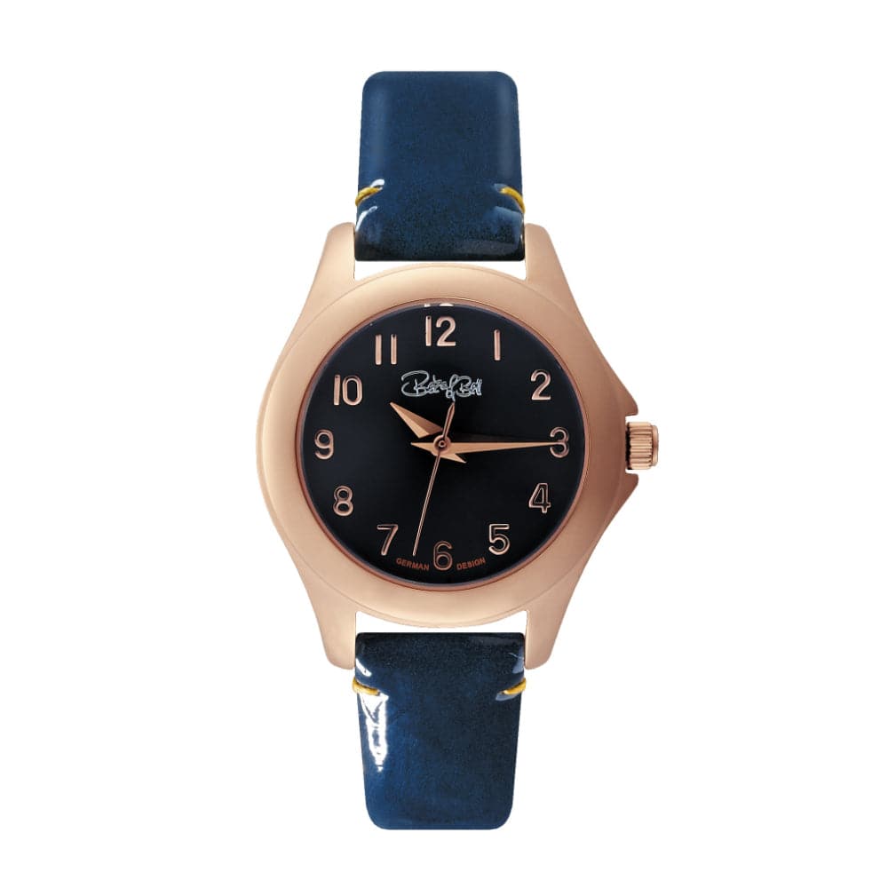 Beka & Bell BB010 Women's Watch - Blue Leather Strap & Black Dial - Elegant Fashion Accessory for Office, Party & Everyday Wear
