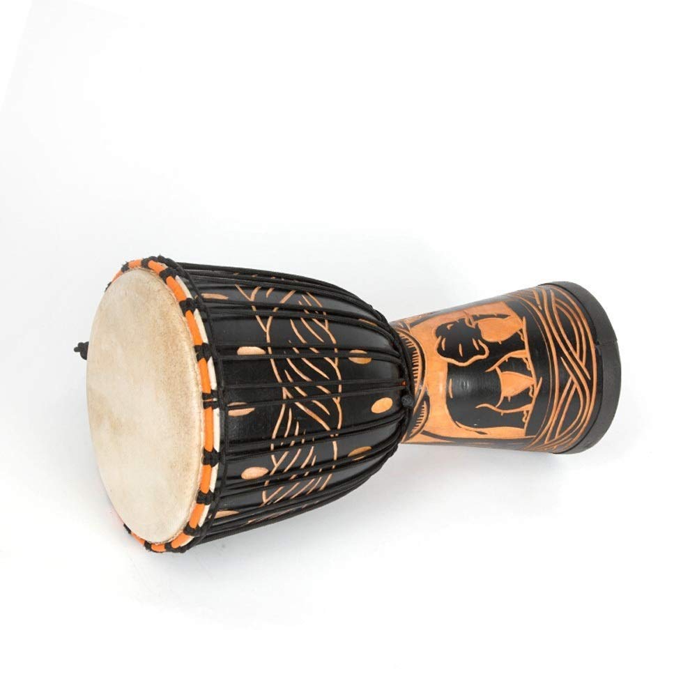Hand-Painted 8 Inch African Djembe Drum - Mahogany Wood with Goatskin Drumhead, Authentic Bongo Congo Design, Handmade Carved Elephant Patterns | Perfect for Kids, Beginners, Music Class, Cultural Events & Home Decor