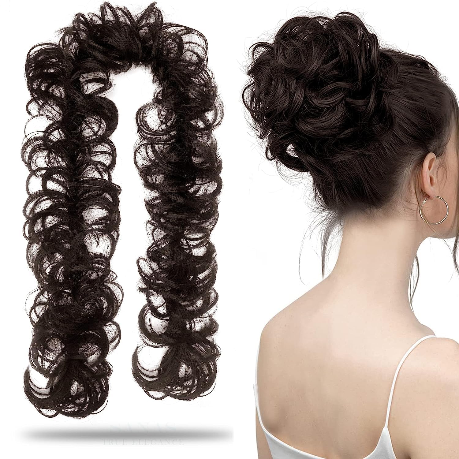 Delightfull Wears Women's Messy Bun Ponytail Maker - Volumizing Wavy Hair Extension for DIY Hairstyles (Black, Pack of 1) | Perfect for Parties, Weddings & Everyday Glam