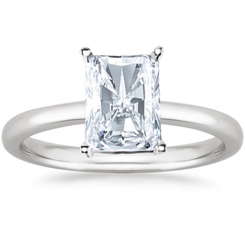 2 Carat GIA Certified 18K White Gold Solitaire Radiant Cut Diamond Engagement Ring (2 Ct G-H Color, I1 Clarity) - Perfect for Proposals, Anniversaries & Special Occasions