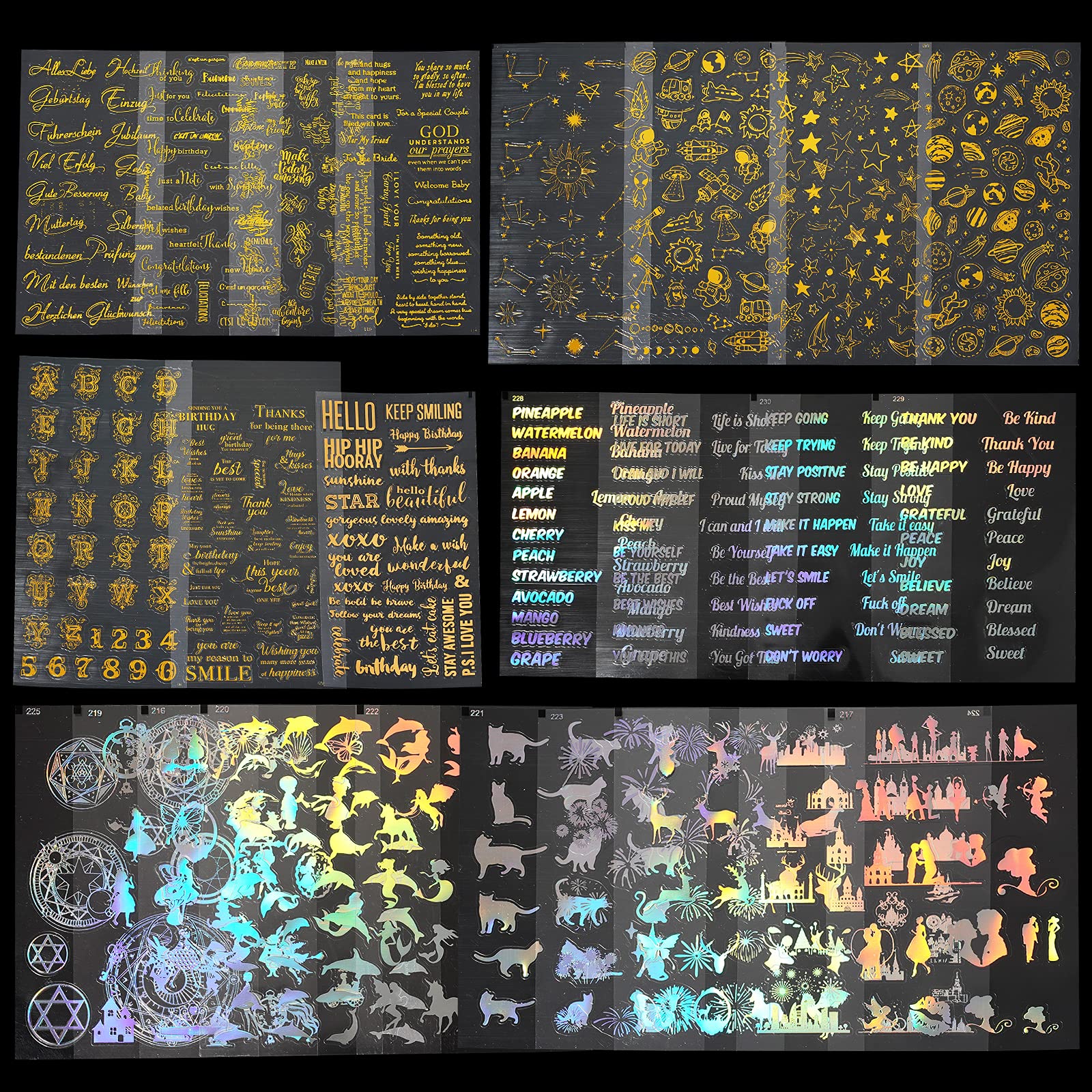 LET'S RESIN 26-Piece Holographic Resin Stickers Set - Shiny Transparent DIY Stickers for Card Making, Scrapbooking, Jewelry Crafting - Romantic Letter & Themed Decals - Perfect for Wedding Invitations, Journals & Gift Decorations