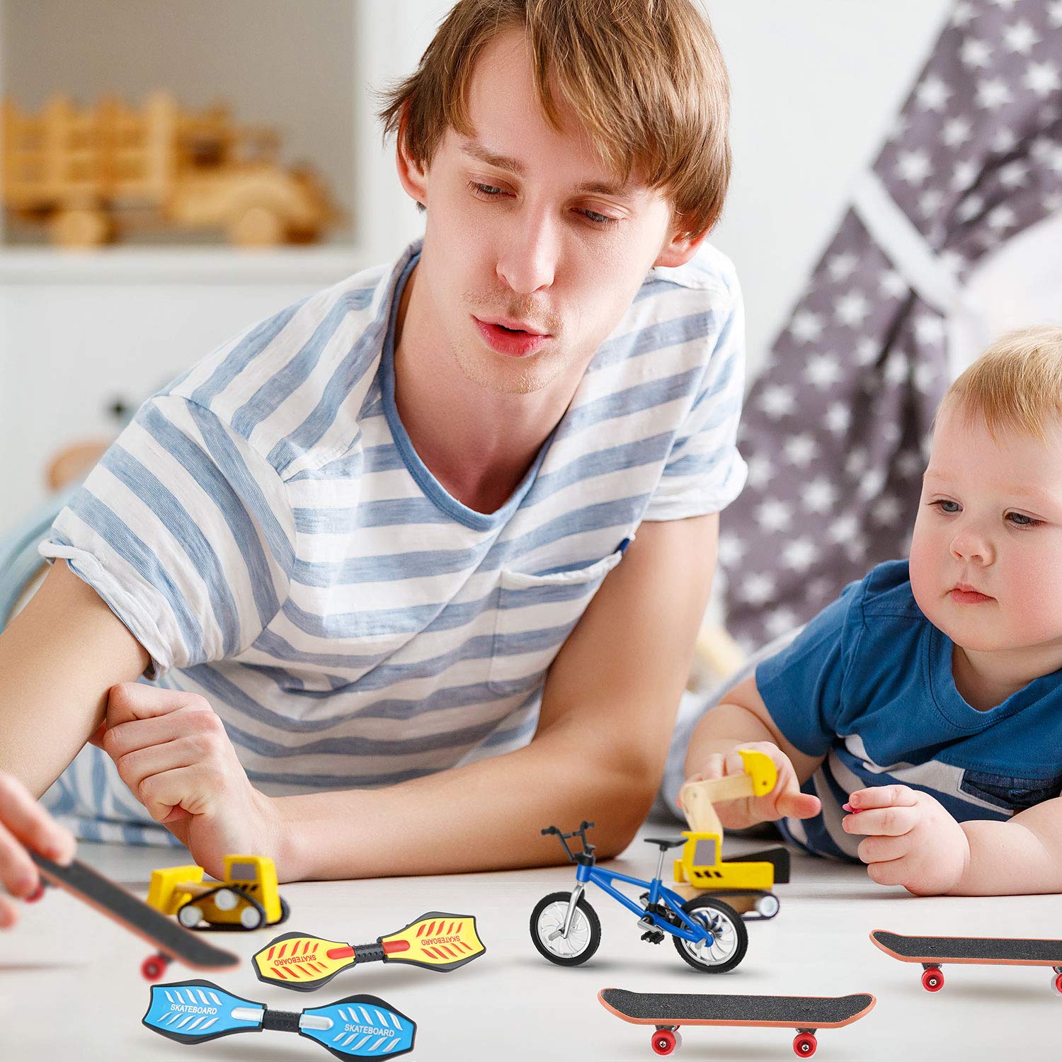 31-Piece Mini Finger Toys Set - Finger Skateboards, Mini Bikes & Tiny Swing Board with Replacement Wheels & Tools - Fingertip Movement Party Favors for Kids Ages 6+ - Perfect for Birthday Gifts, Classroom Rewards & Stress Relief Play
