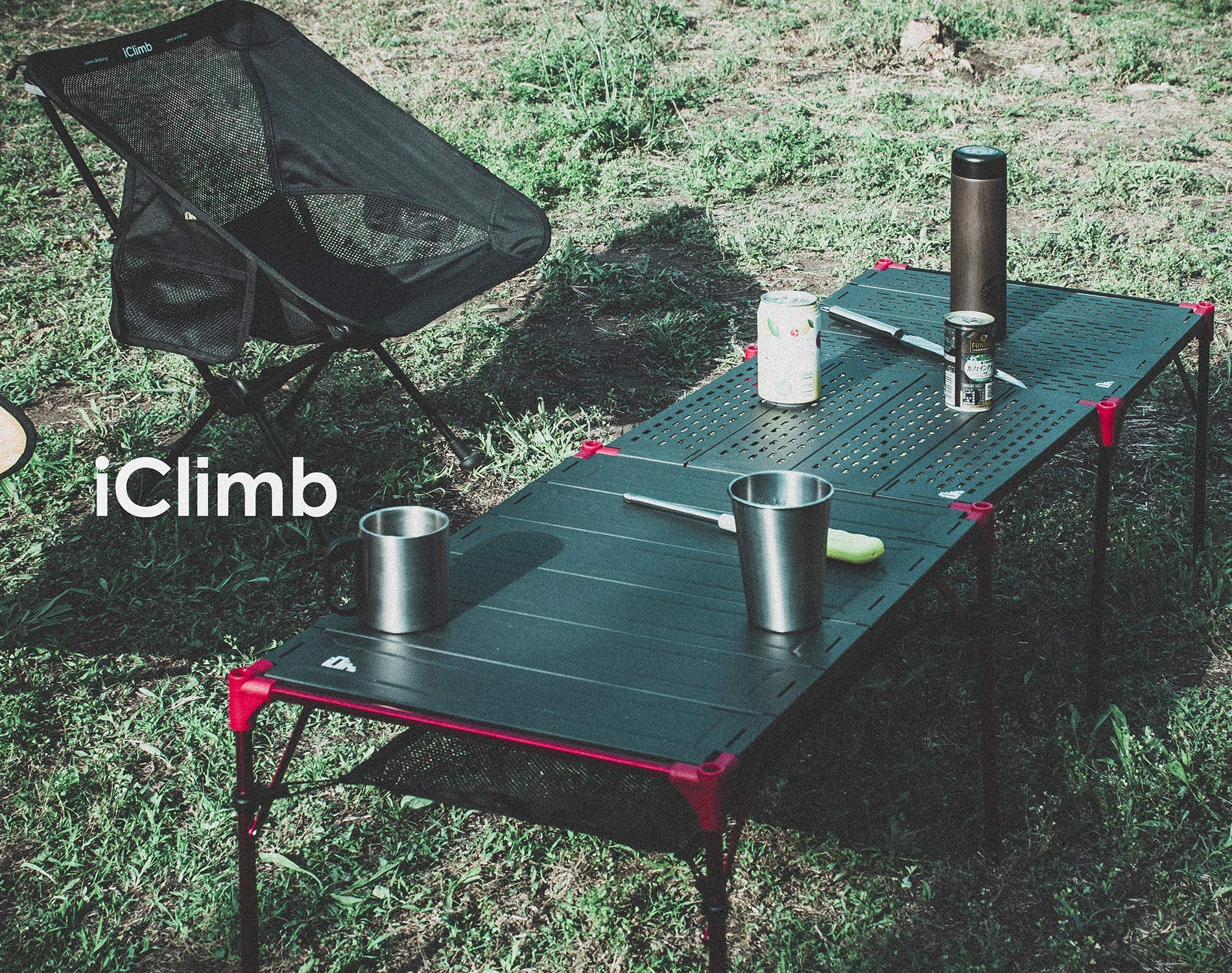 iClimb 2 Extendable Folding Tables with 1 Pack Connecting Plates & 2 Lantern Hangers - Ultralight Compact Portable for Camping, Backpacking, Beach, Concert, BBQ Party | Perfect for Outdoor Picnics, Tailgating & Home Use