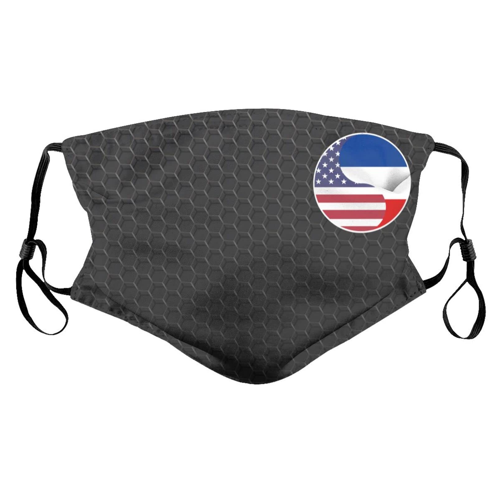 USA Serbia Montenegro Yin Yang Flag Design Adjustable Face Mask with Filter - Breathable Reusable Face Cover for Men, Women & Kids - Perfect for Travel, Sports & Daily Protection