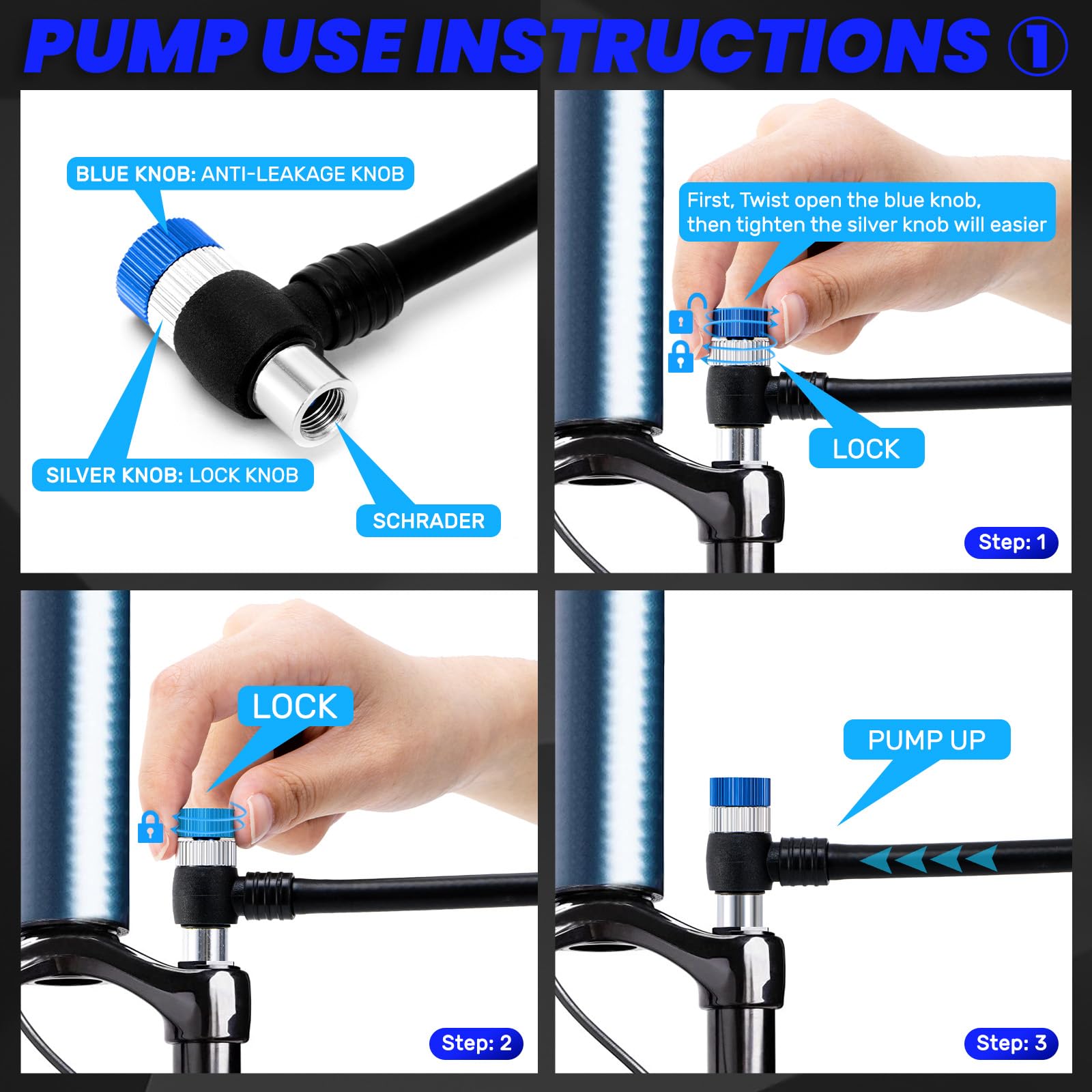 High Pressure Bike Shock Pump 400 PSI with Gauge - Mountain Bicycle Air Pump for Fork & Rear Suspension, Mini Shock Pump Compatible with Schrader Valve - Perfect for MTB Trail Riding & Suspension Maintenance