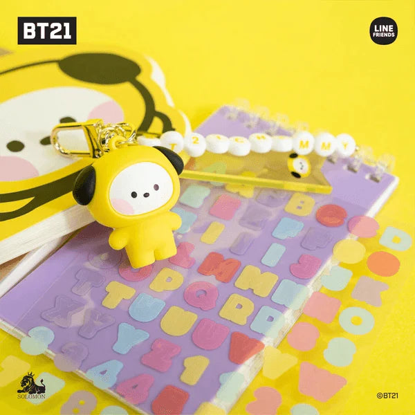 BT21 Mini Figure Custom Keychain - RJ Character Personalized Keyring for Bags, Backpacks & Gifts | Cute K-Pop Accessories for Fans