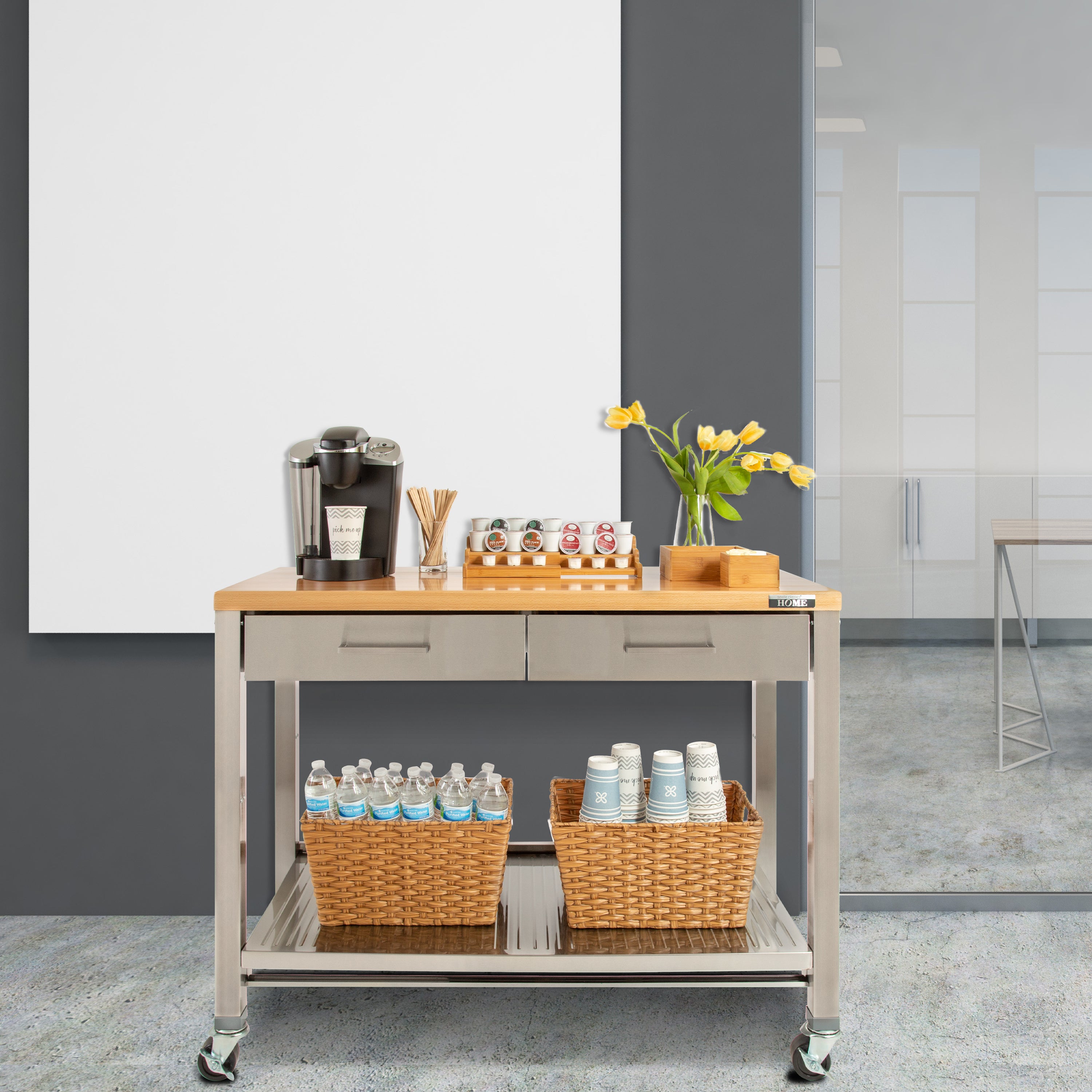 Modern Home Office Work Center Island Table - Versatile Workspace for Remote Work & Study