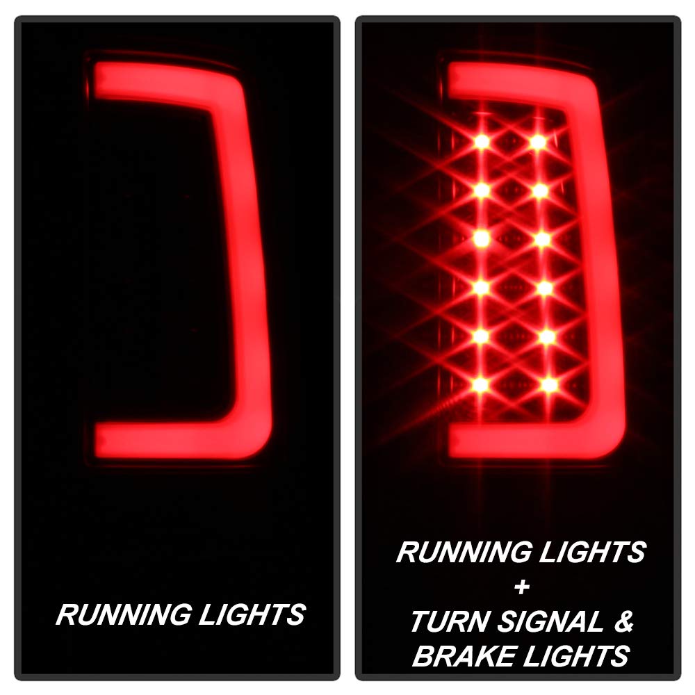 ACANII LED Tail Lights for 2007-2013 GMC Sierra 1500/2500HD/3500HD - Black Housing Brake Light Tubes Pair (Left+Right) - Enhanced Visibility & Style for Trucks