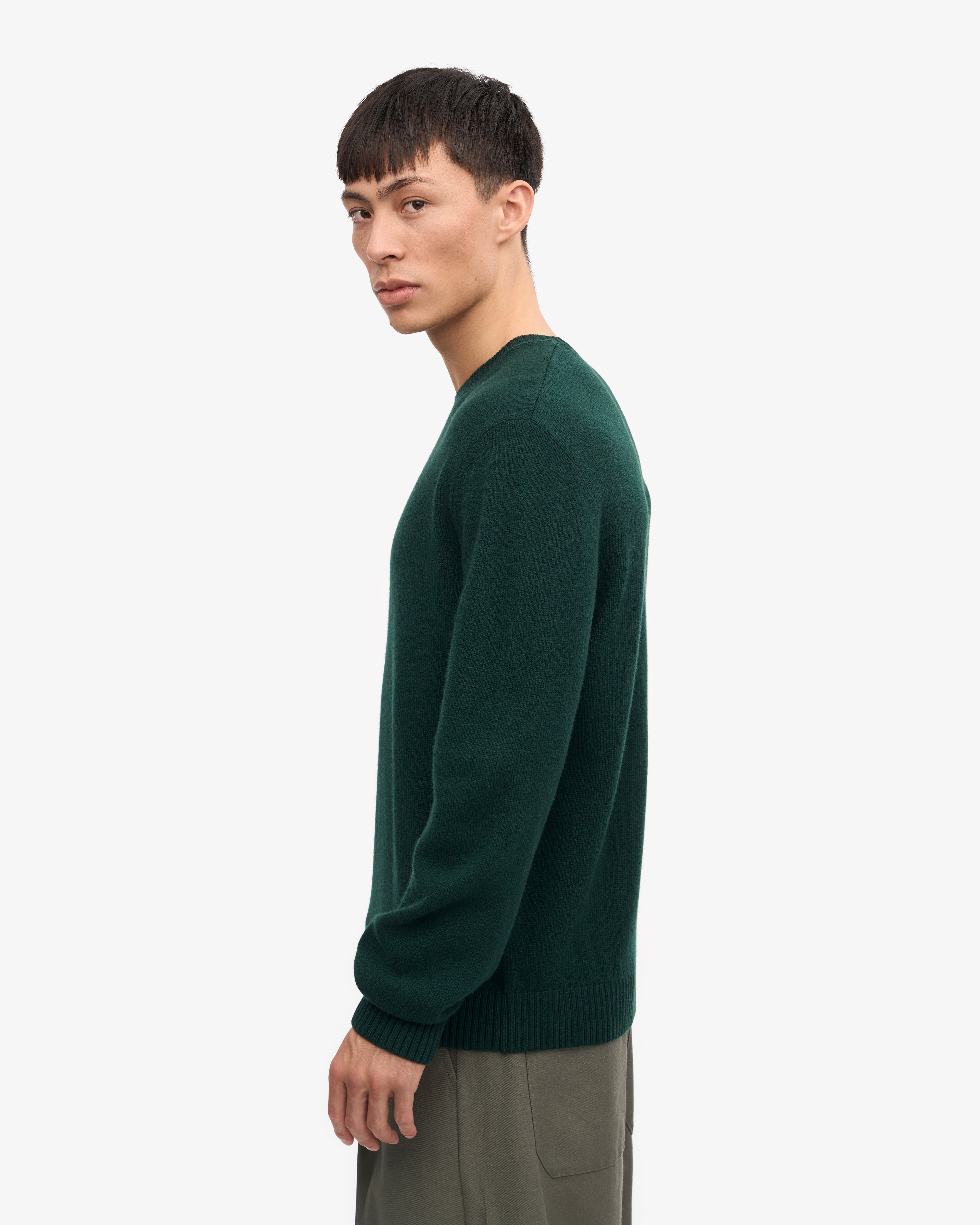 Premium Classic Merino Wool Crew Neck Sweater - Soft & Warm Emerald Green Pullover for Men & Women | Perfect for Winter, Fall & Casual Outfits