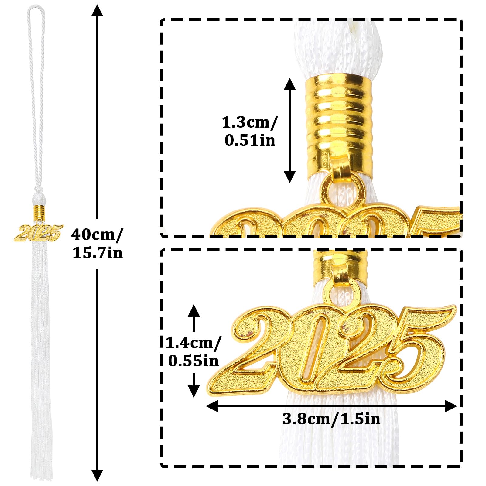 2025 Graduation Tassels - 20Pcs White Graduation Cap Tassels for High School & College Ceremonies - Perfect for 2025 Graduation Gifts, Photo Props & Commencement Decorations