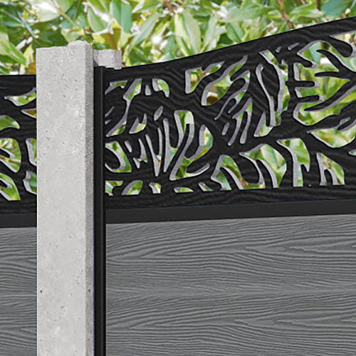 Classic Botanic Curved Top Fence Panel - Mid Grey - Fits Existing Concrete Posts - Perfect for Garden Borders, Backyard Privacy, and Landscape Decoration