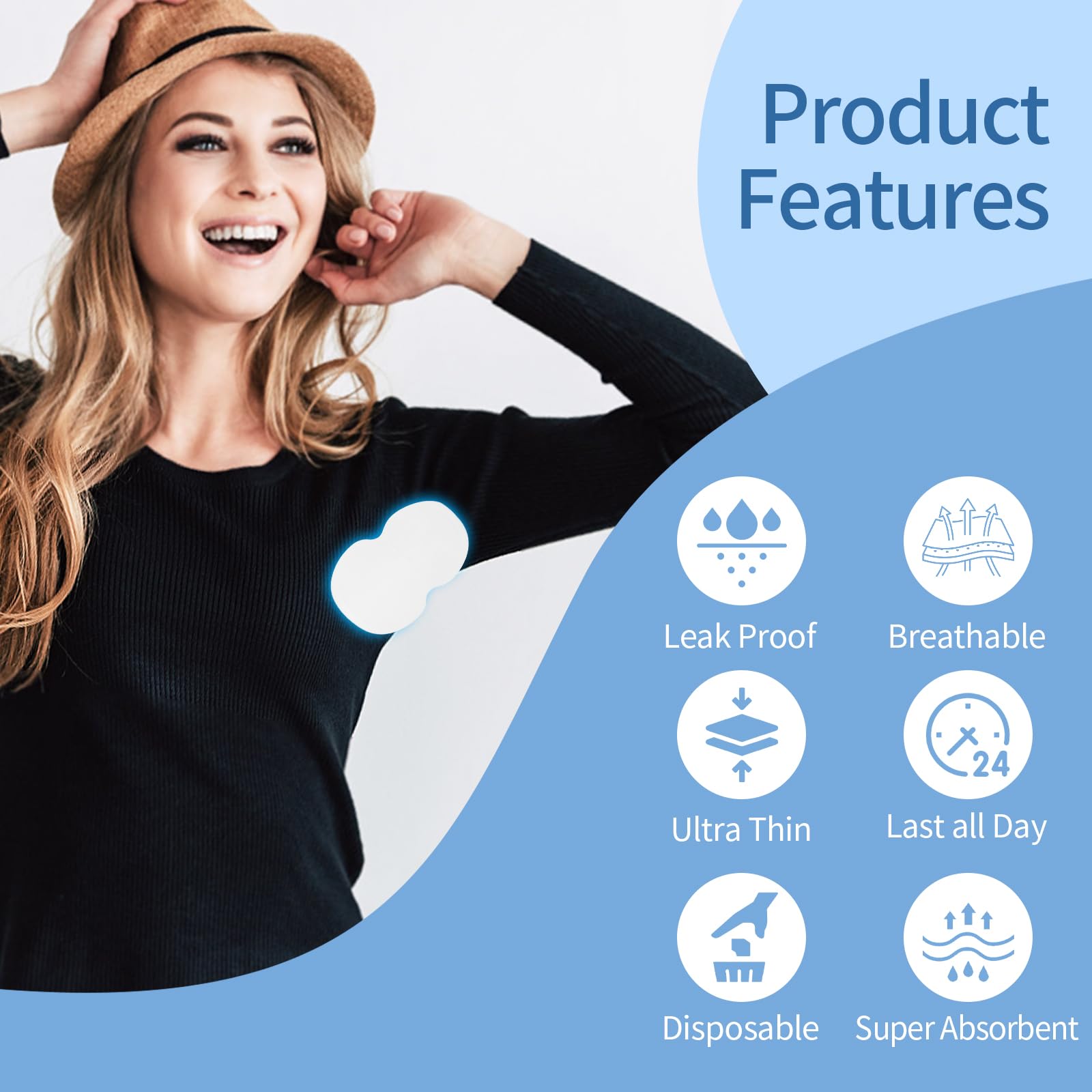 Premium Underarm Sweat Pads for Men & Women - 120 Pack Disposable Ultra-Absorbent Invisible Anti-Sweat Pads | Stay Fresh & Dry All Day | Comfortable Hypoallergenic White Large Size | Perfect for Workouts, Business Meetings & Daily Wear