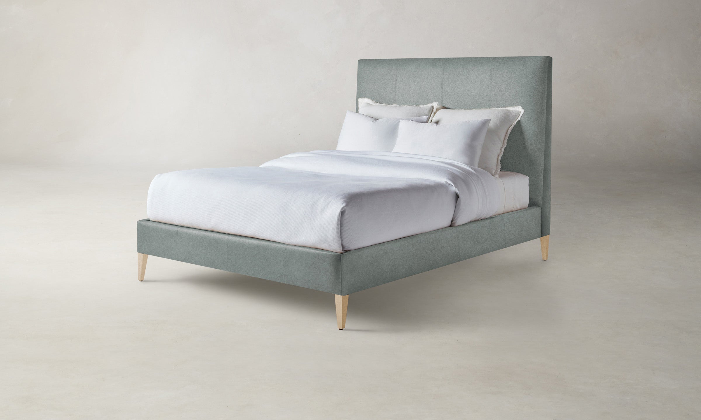 Premium Essex Bed Frame with Genuine Nubuck Leather Headboard - Modern Upholstered Platform Bed for Master Bedroom & Guest Room