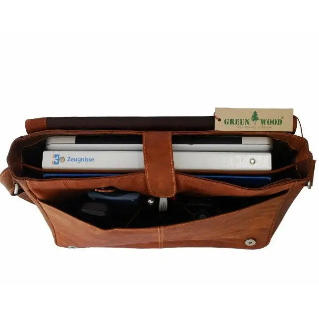 Premium Genuine Leather Laptop Bag for Men & Women - 15.6 Inch Business Briefcase with USB Charging Port - Perfect for Office, Travel & Work Commute