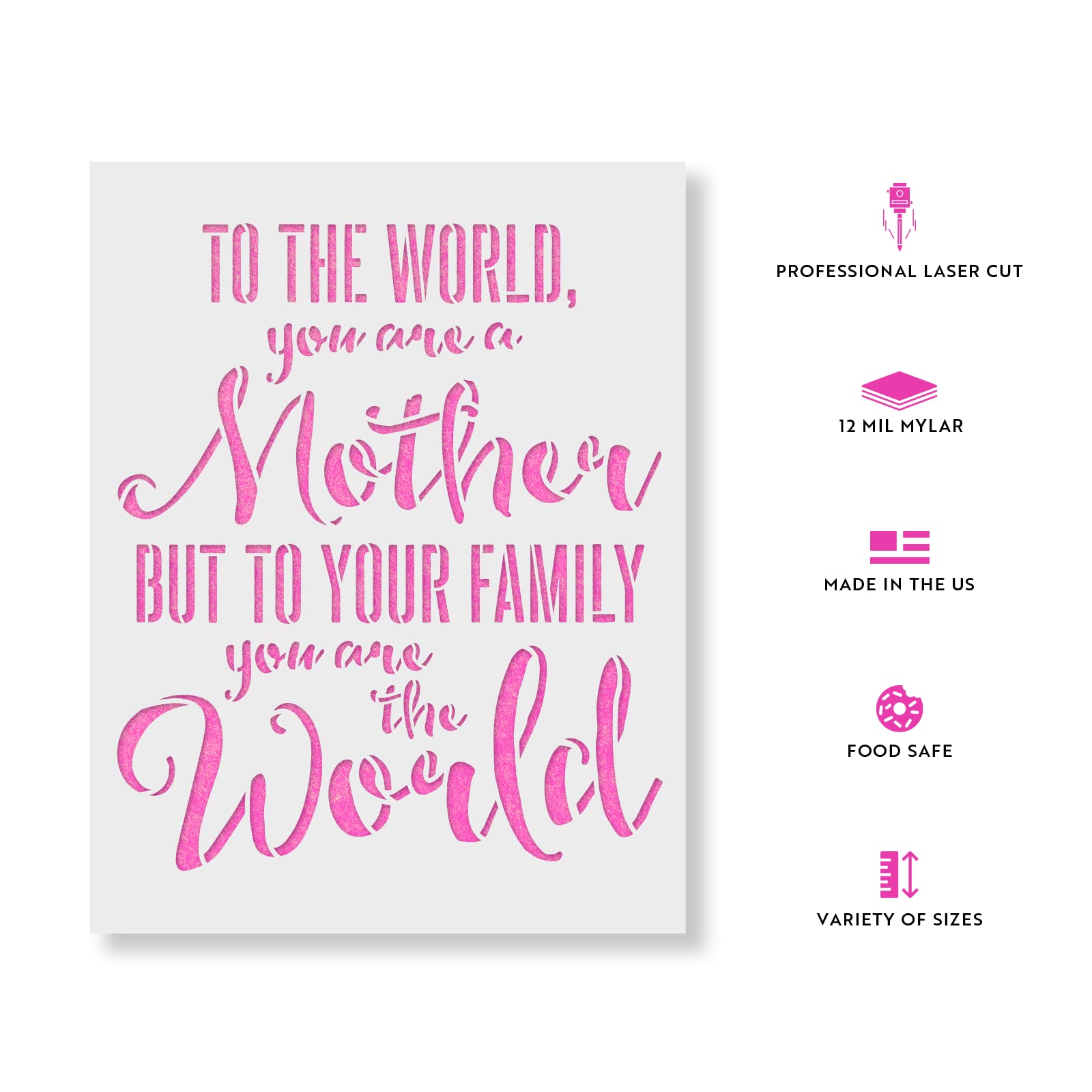 Mother's Day Stencil Set - DIY Wall Art Decor & Craft Kit for Mom - Family, Love & Appreciation Gifts - Perfect for Home Decor, Scrapbooking, and Handmade Greeting Cards