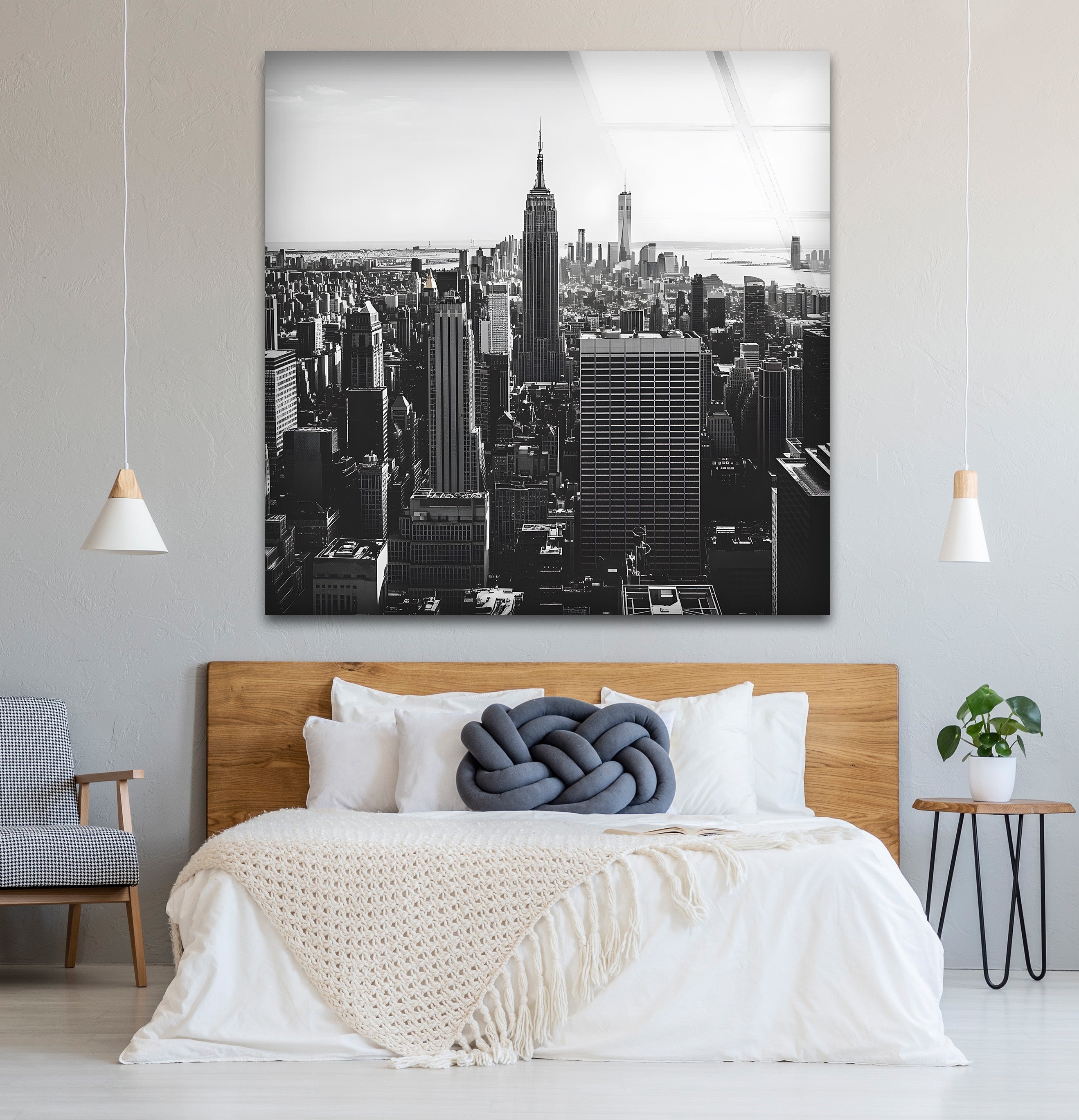 Empire State Building Glass Wall Art - Black & White NYC Skyline Decor for Home & Office | Perfect Gift for New York Lovers