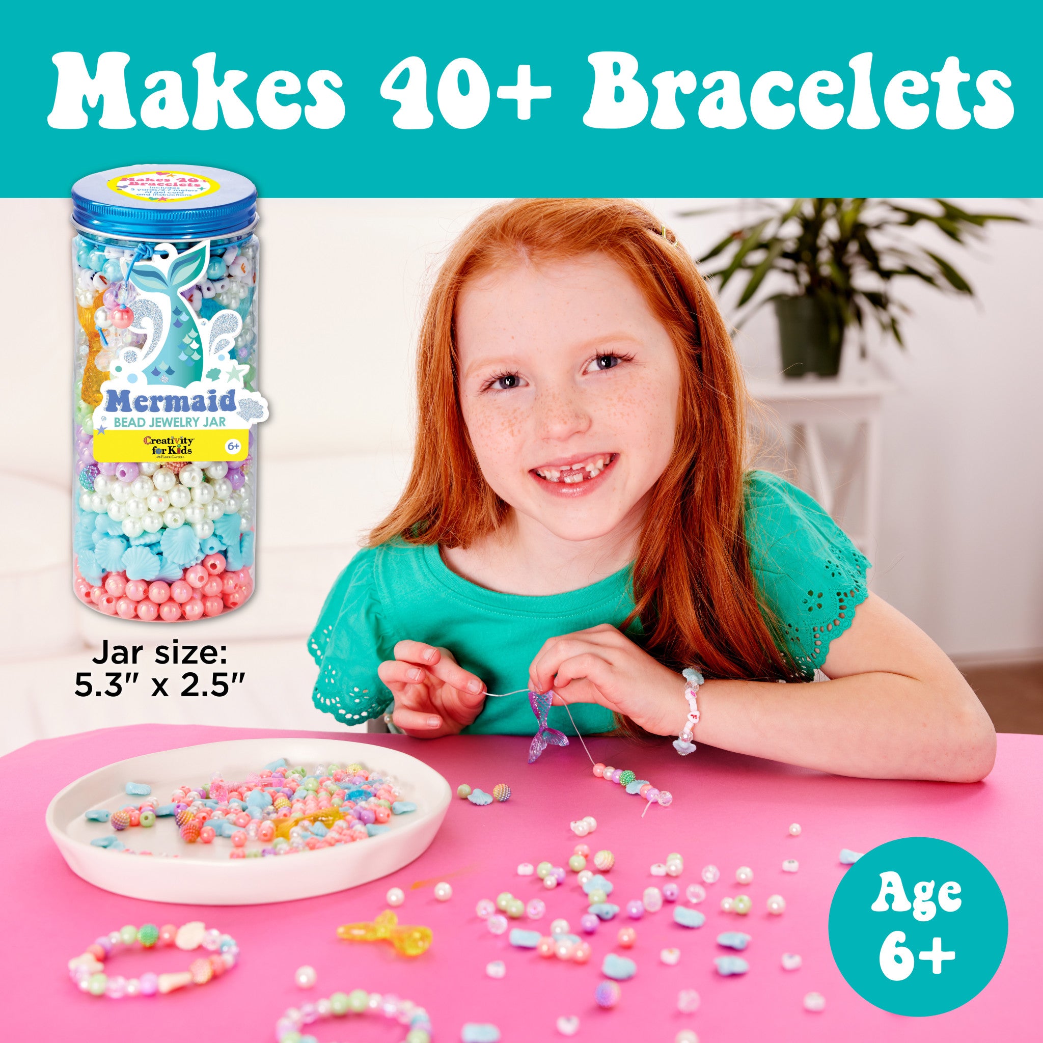 Mermaid Bead Jewelry Jar - DIY Craft Kit for Necklaces, Bracelets & Earrings - Perfect for Kids, Teens & Adults - Creative Gift Idea for Birthdays & Parties