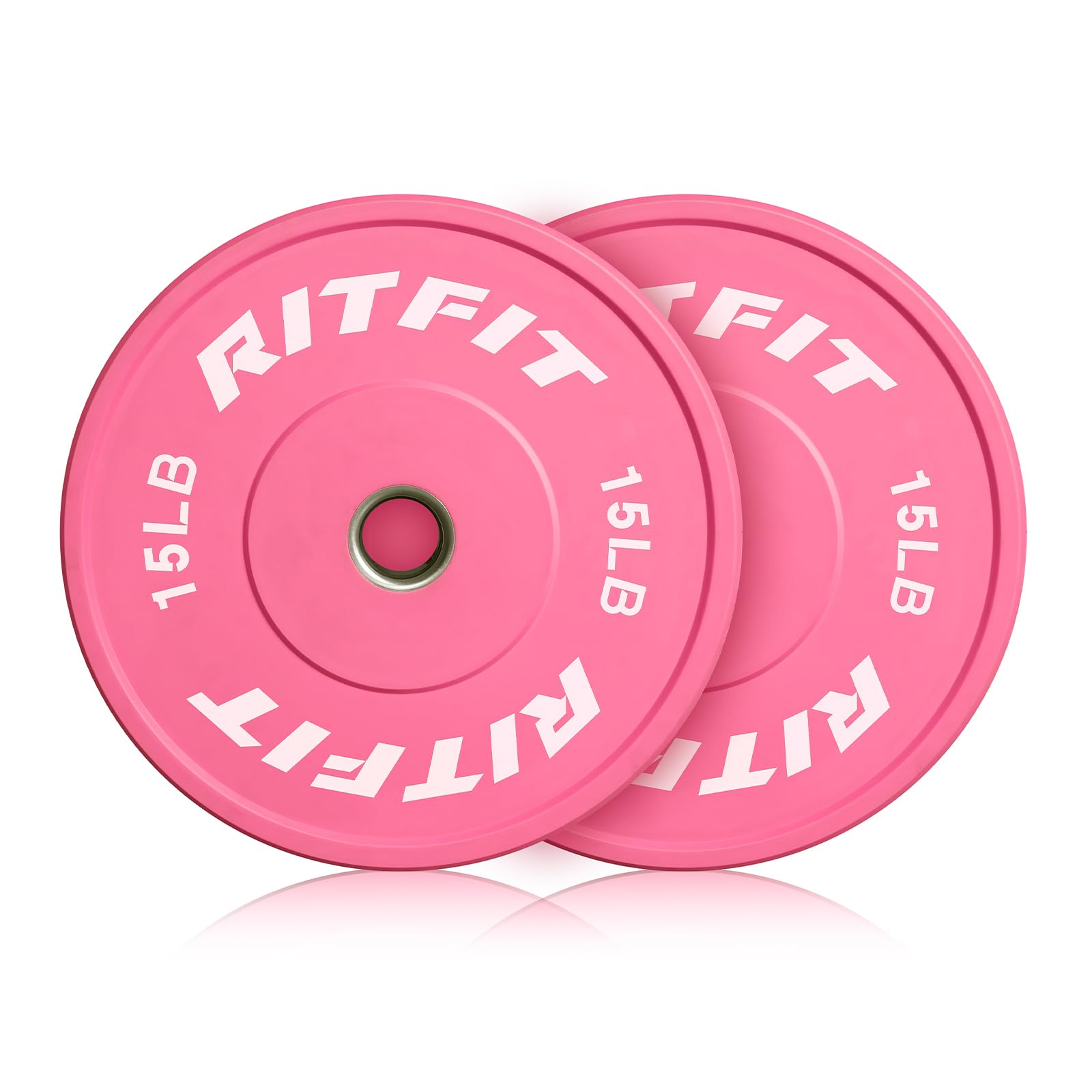 RITFIT 2 Inch Olympic Barbell Bumper Plates with Steel Insert - Pink Weight Plates for CrossFit, Powerlifting & Home Gym Workouts - Perfect for Deadlifts, Squats & Strength Training