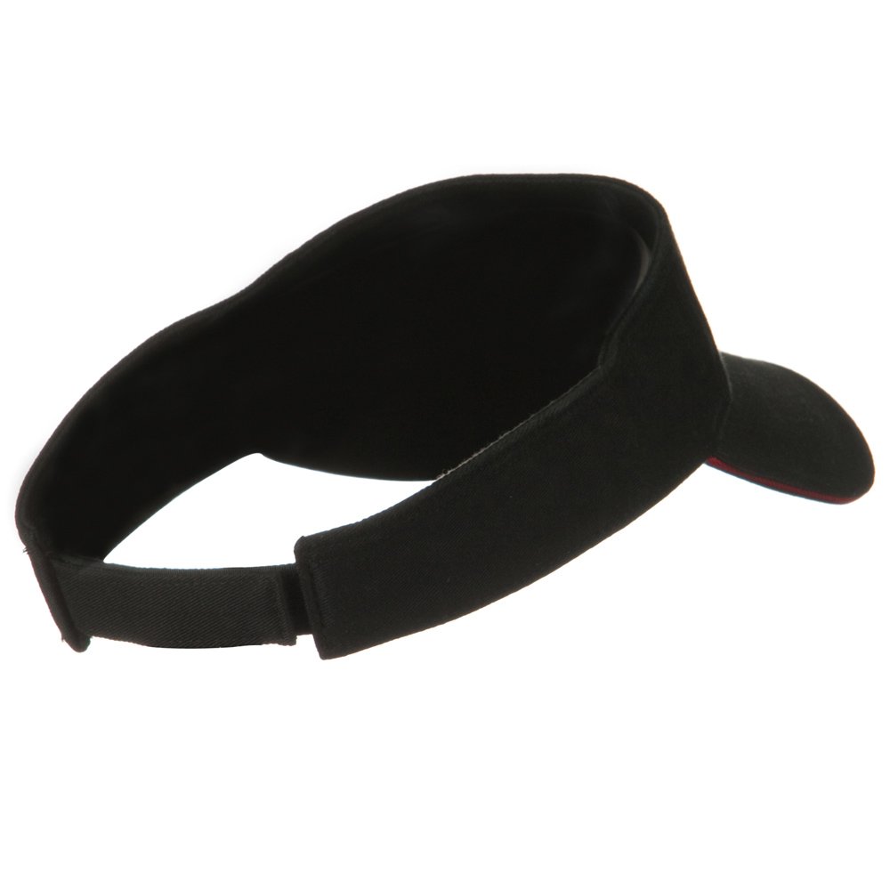 Prostyle Cotton Twill Washed Sandwich Visor Cap - Black & Red (Size W38S37F) for Outdoor Sports, Golf, Running and Sun Protection