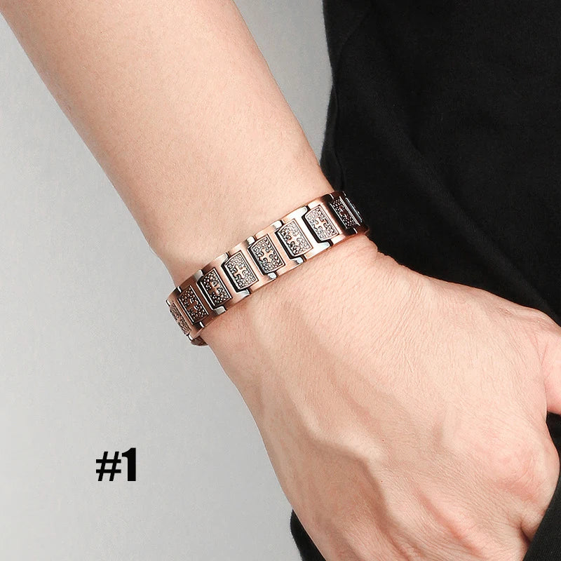 Men's Magnetic Health Bracelet - Pure Copper Energy Bracelet with Blood Pressure Magnets | Pain Relief & Improved Circulation | Perfect for Fitness, Work & Daily Wear