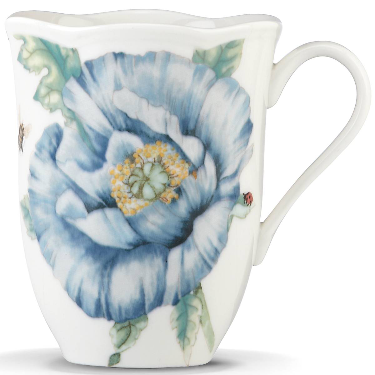 Butterfly Meadow Blue Ceramic Coffee Mug - 12oz Handmade Tea Cup with Floral Design, Perfect for Home, Office & Gifts