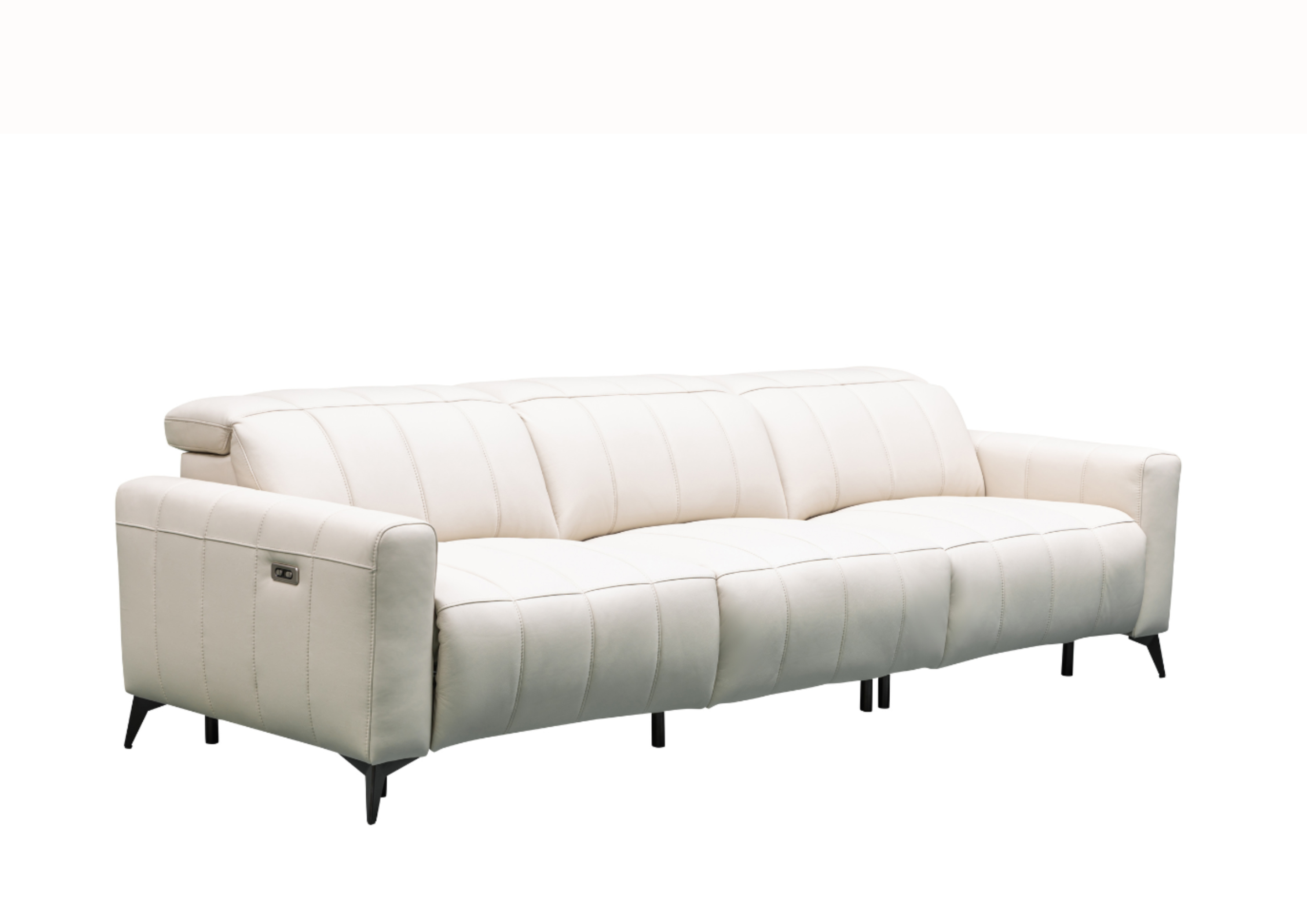 Klaussner Capri 3-Seater Beige Leather Power Reclining Sofa - Modern Living Room Furniture for Home Theater & Relaxation