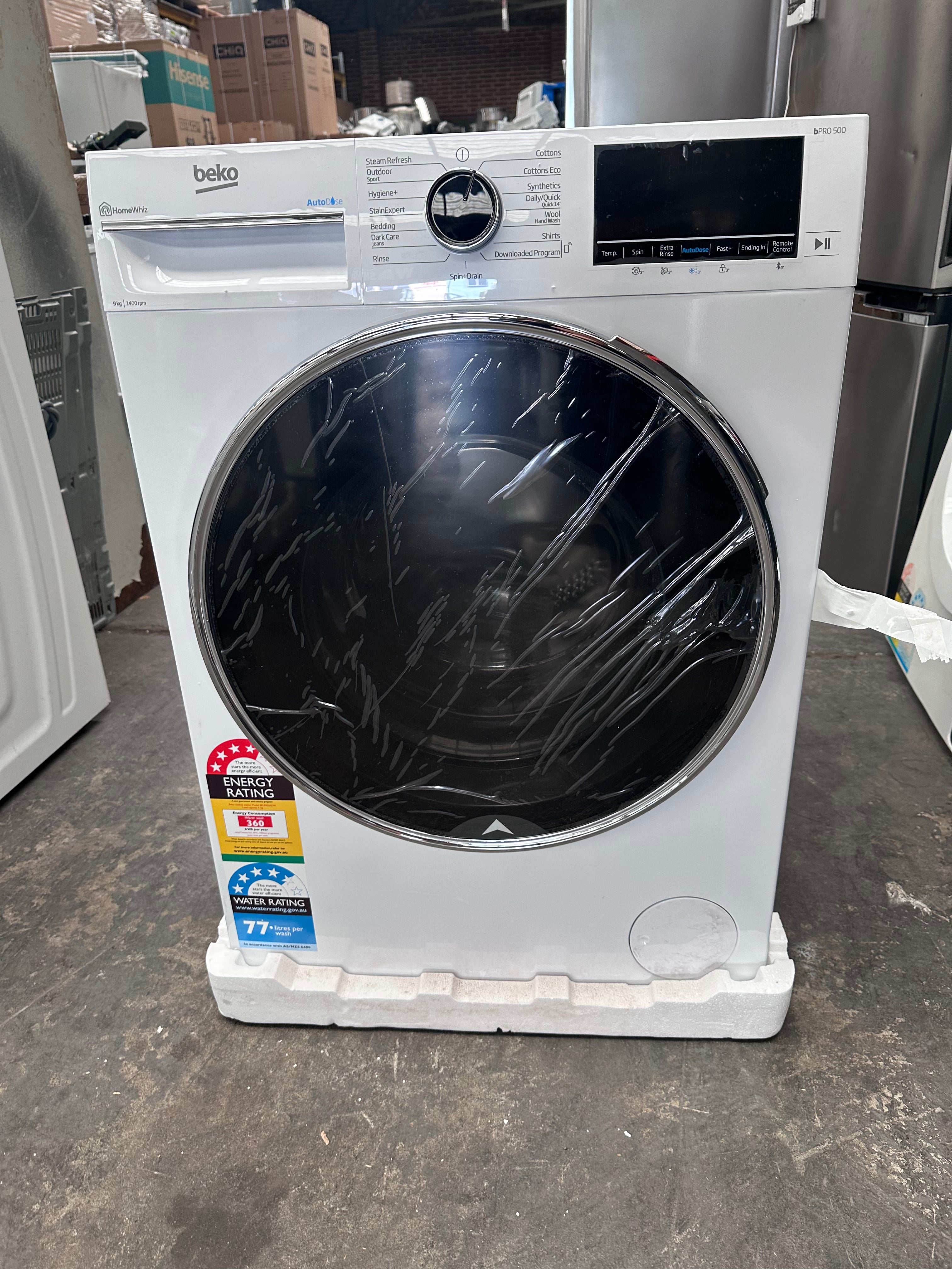 Beko BFLB902ADW 9kg Auto Dose Front Load Washing Machine - Factory Second | Energy Efficient & Quiet Laundry Appliance for Apartments & Small Homes