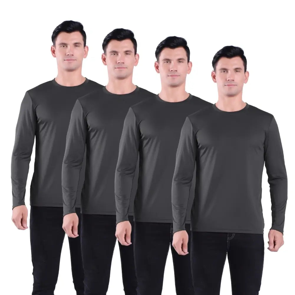 4 Pack Men's Performance Long Sleeve T-Shirts - Moisture Wicking, Quick Dry Workout Shirts for Running, Gym & Outdoor Activities
