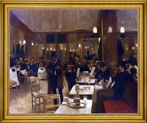 Art Oyster Jean-Georges Beraud La Brasserie - 16x20 Inch Premium Canvas Wall Art with Gold Frame - Perfect for Dining Room, Living Room & Office Decor