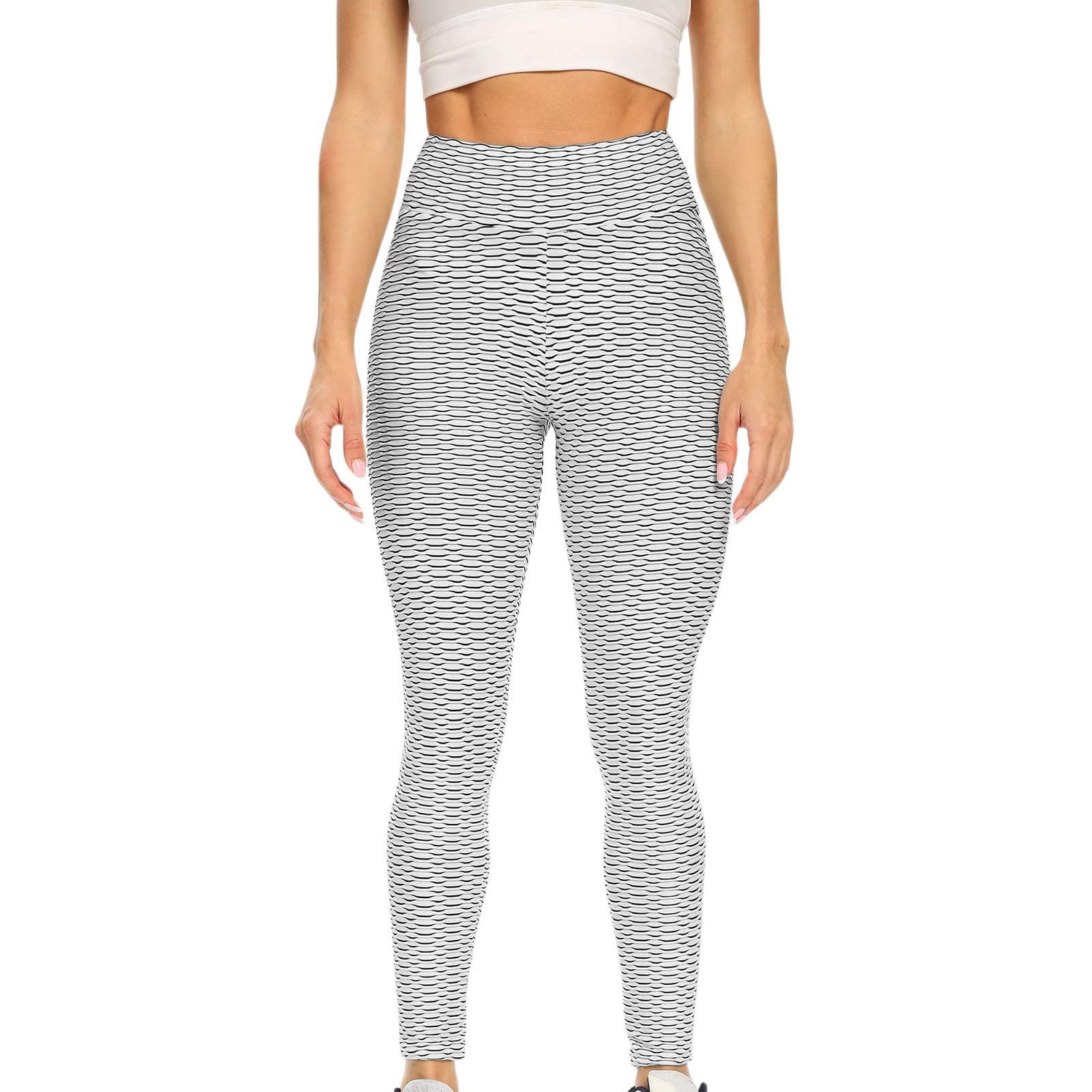 Smooto Women's High Waisted Tummy Control Leggings - White (Size S) | Comfortable Yoga Pants for Workout, Running & Everyday Wear