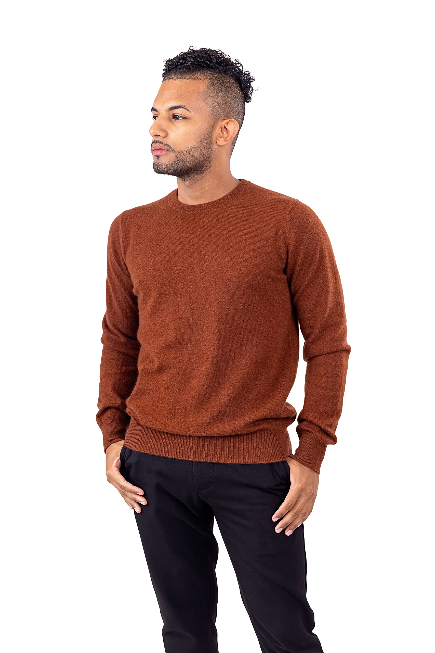 Velanio 100% Cashmere Men's Crewneck Sweater - Soft & Warm Winter Pullover for Men | Perfect for Office, Travel & Casual Outfits