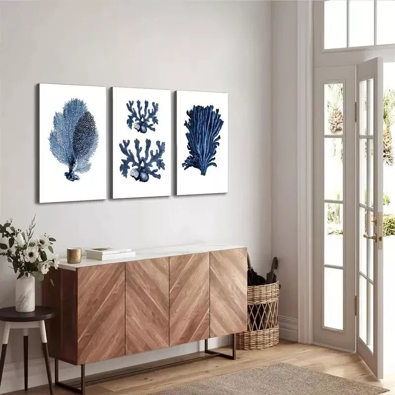 3-Piece Marine Plants Wall Art Set - Framed Canvas 50x70cm (19.7x27.6in) - High Quality Print - 100% Australian Made - Ready to Hang - Perfect for Living Room, Bedroom & Office Decor