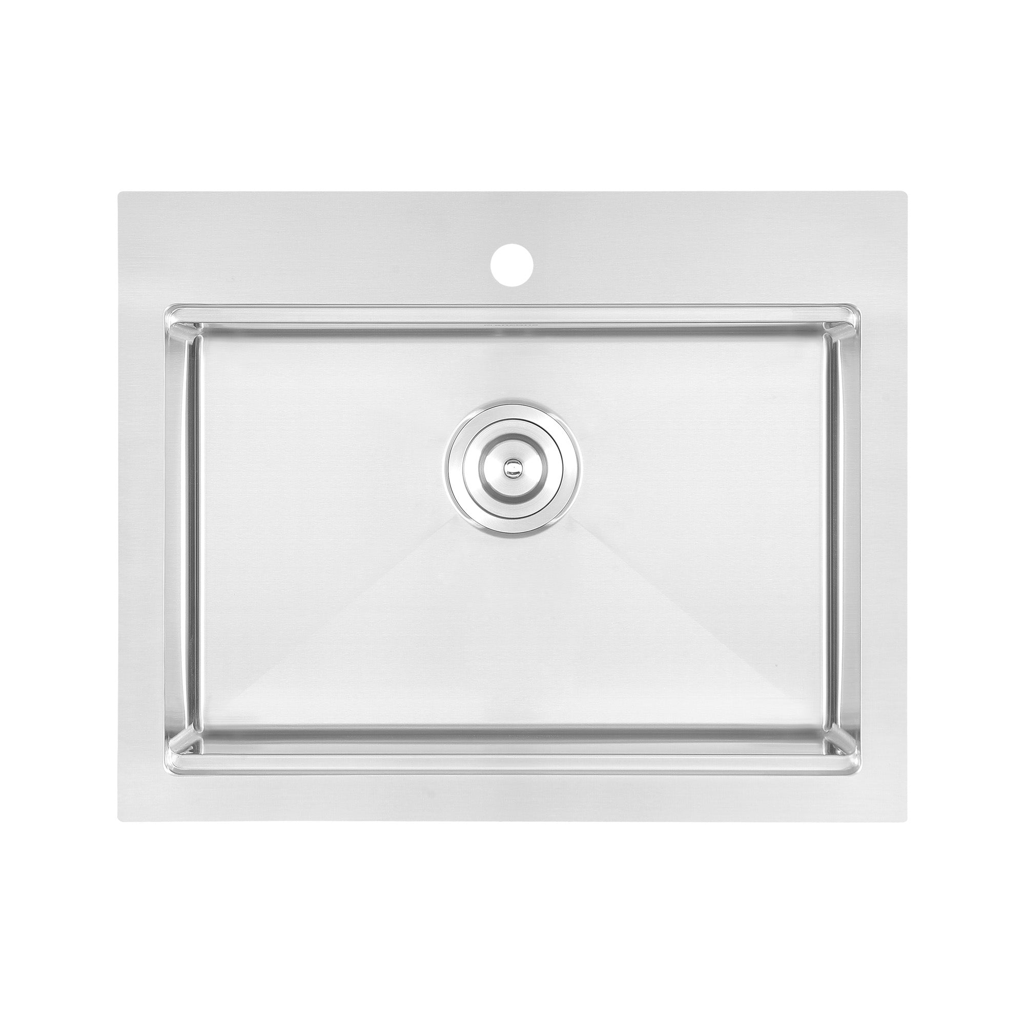 Ancona 25-Inch Handmade Drop-In Single Bowl Workstation Kitchen Sink with Accessories - Satin Stainless Steel for Modern Home & Restaurant Use