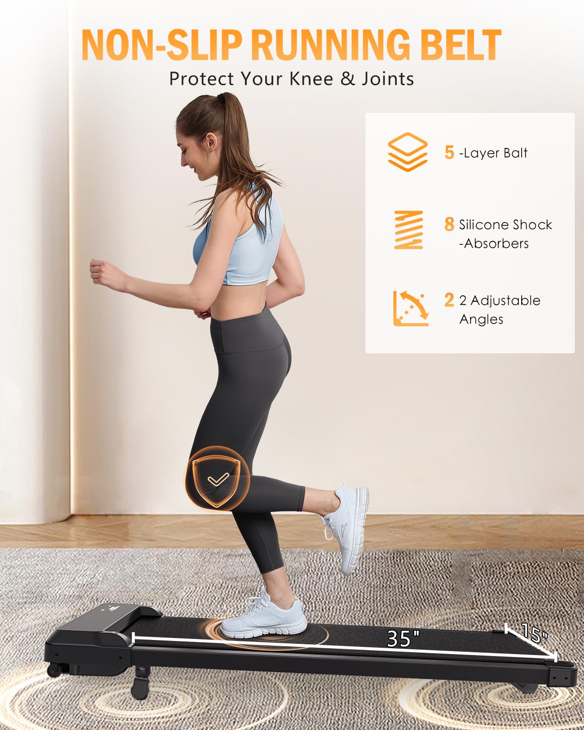 2-in-1 Under Desk Walking Pad Treadmill with Incline - Portable Walking & Jogging Machine for Home & Office Fitness - Perfect for Workouts While Working or Watching TV