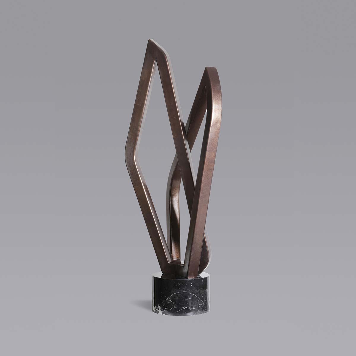 Modern Geometric Bronze Aluminum Sculpture - 23 Inch Contemporary Art Decor for Home, Office & Garden