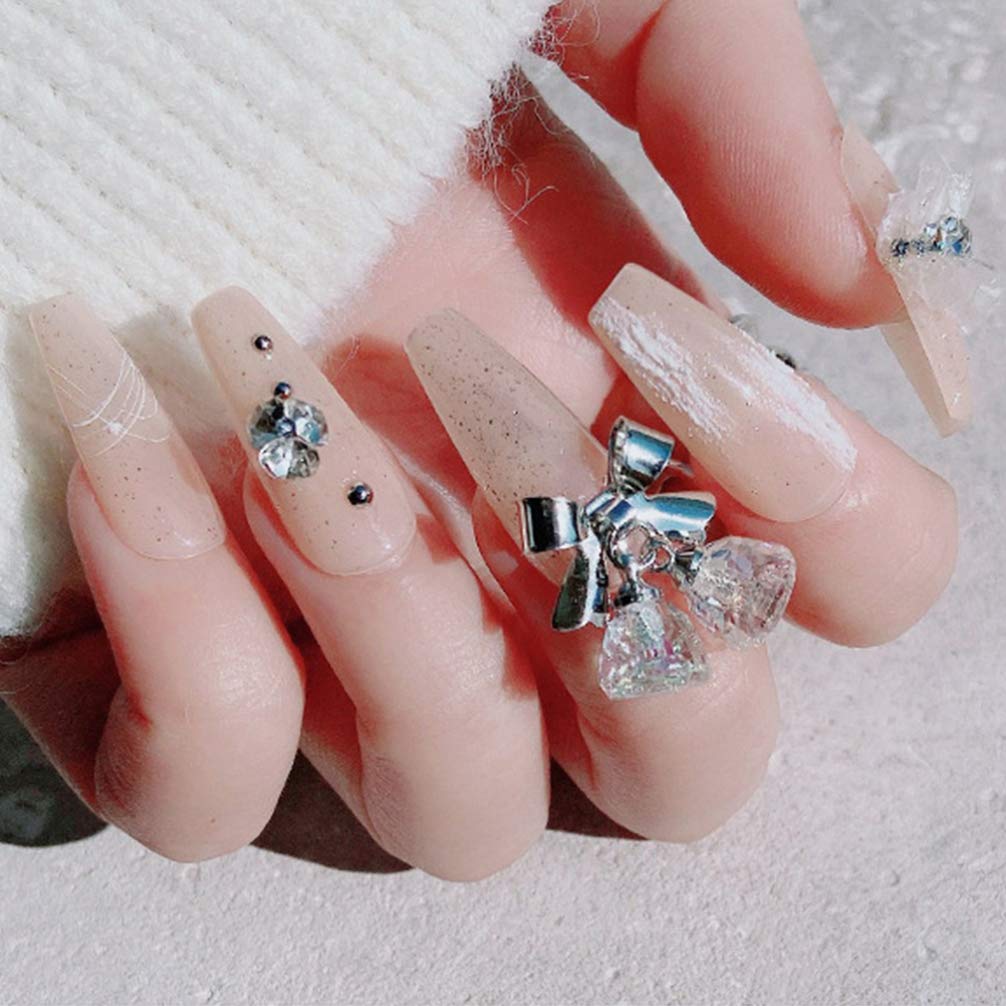 4pcs Christmas Nail Art Decorations - DIY Bowknot Bell Nail Charms & Studs for Holiday Manicure - Perfect for Christmas Parties, Gift Wrapping & Festive Nail Designs