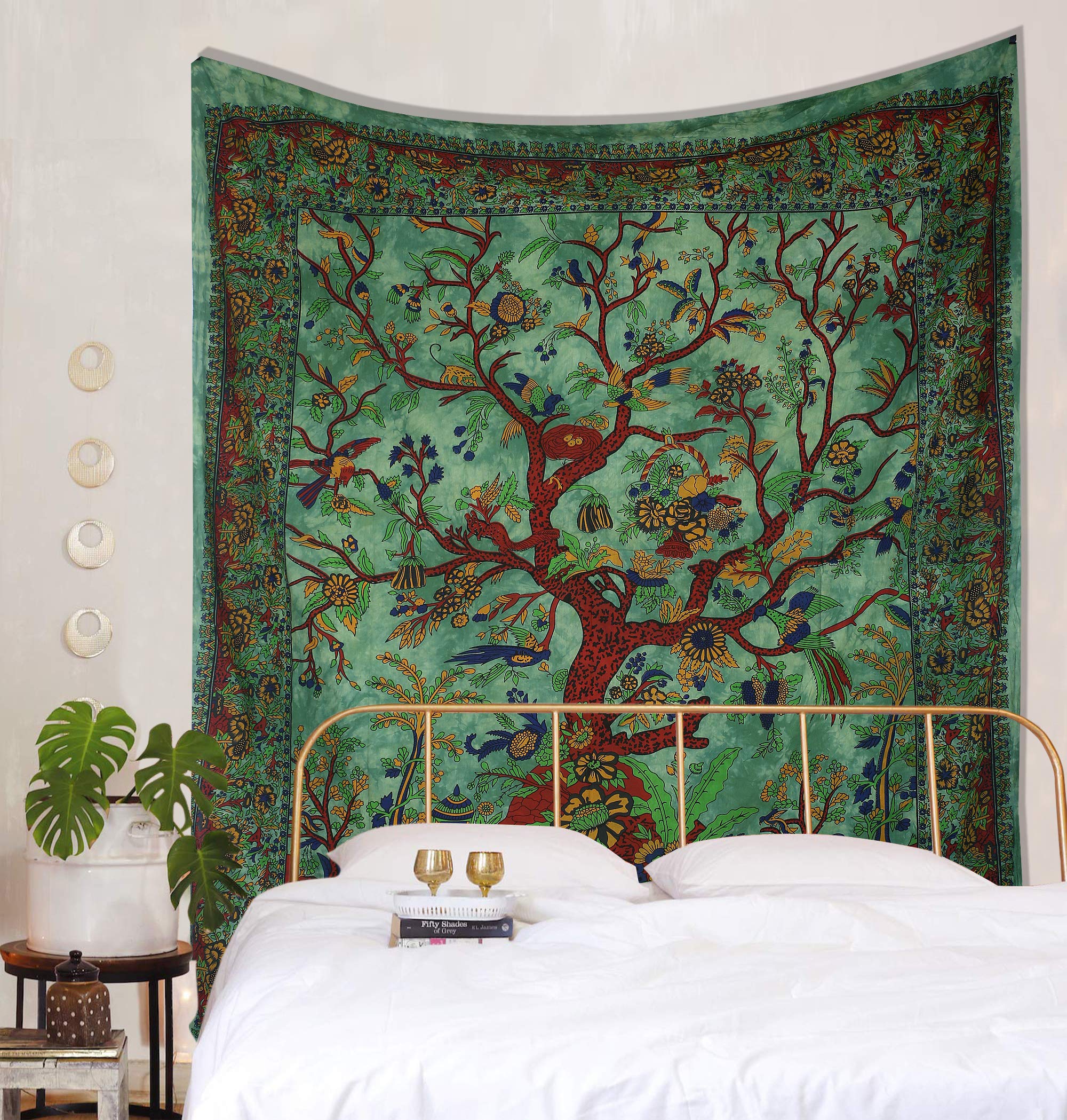 Green Tree of Life Tapestry - Psychedelic Wall Hanging for Bedroom & Picnic Decor
