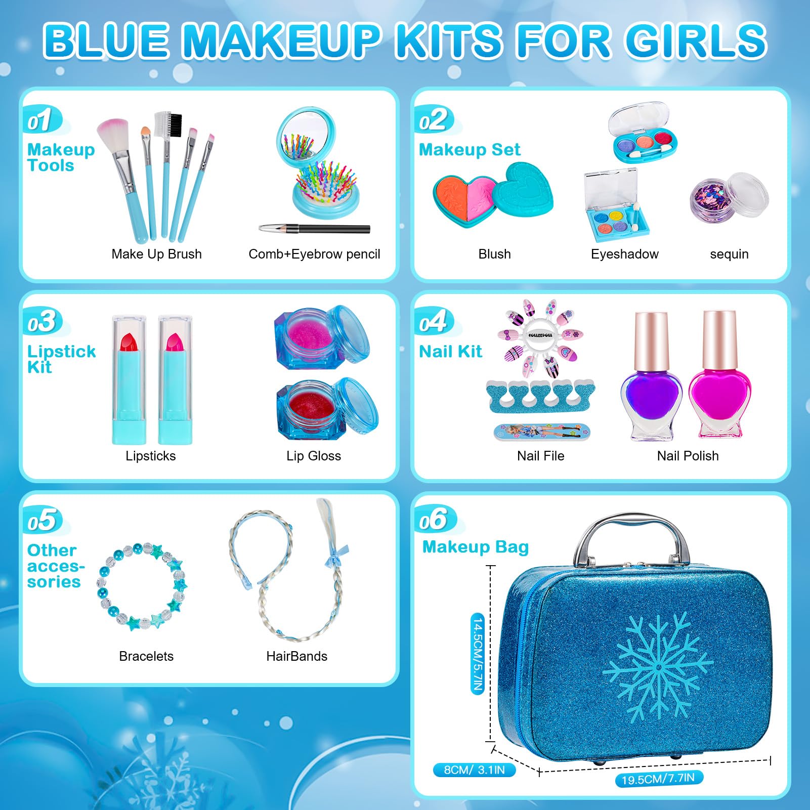25 PCS Washable Makeup Kit for Girls - Birthday & Christmas Gift for Ages 4-10 - Perfect for Parties & Playtime