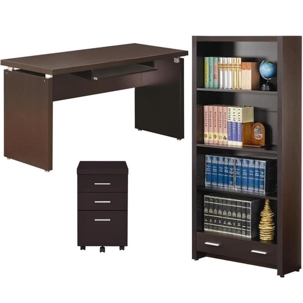 Home Square 2-Piece Office Furniture Set - Computer Desk with Bookcase & Mobile File Cabinet for Home Office, Study Room, and Small Workspace Organization