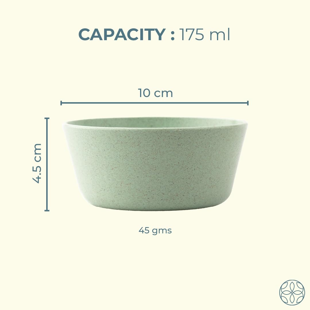 Irida Naturals Eco-Friendly Small Curry Bowl Set - 4 Pack Unbreakable Rice Husk & Bamboo Fiber Bowls for Snacks, Salads, Rice - Microwave Safe, Lightweight Dinnerware for Kids & Adults - Perfect for Home, Office, Picnics & Travel (Multi-Color)