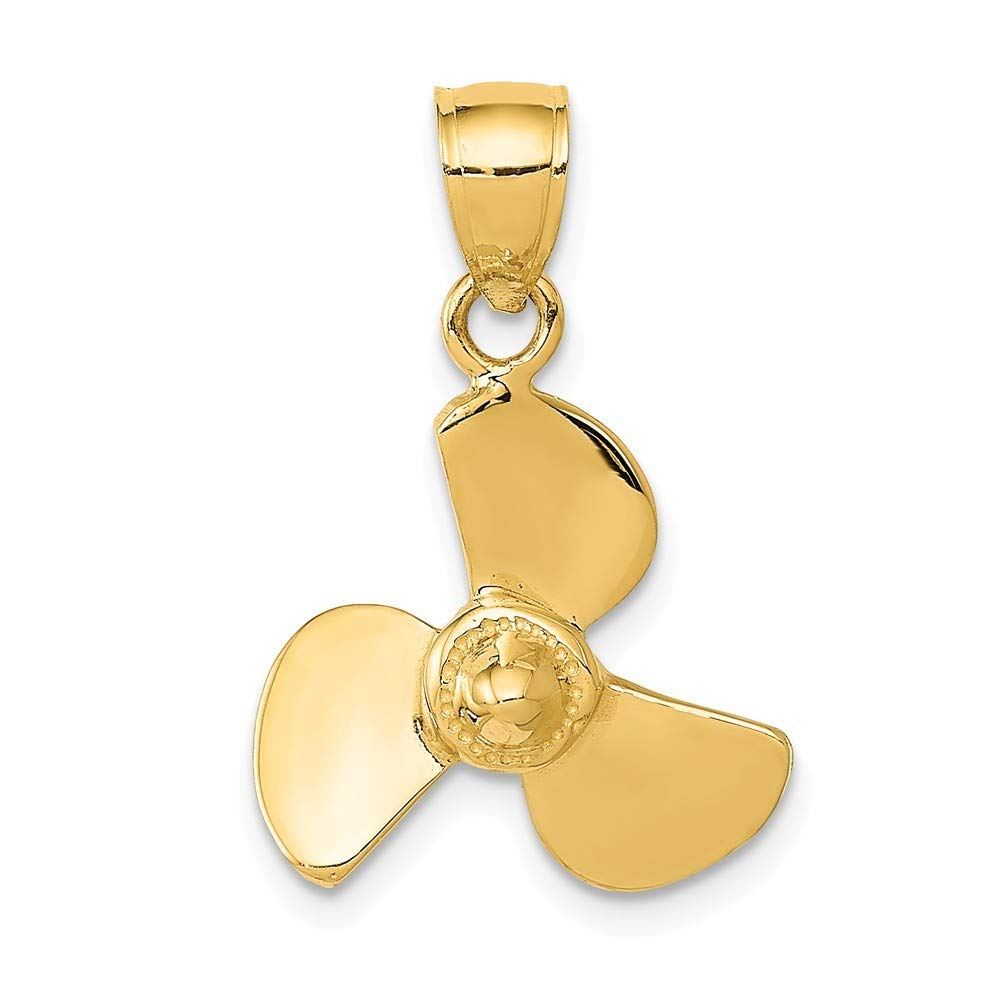 Roy Rose Jewelry 14K Yellow Gold Propeller Pendant Necklace for Men & Women - Perfect for Aviation Enthusiasts, Pilots, and Unique Gift Giving