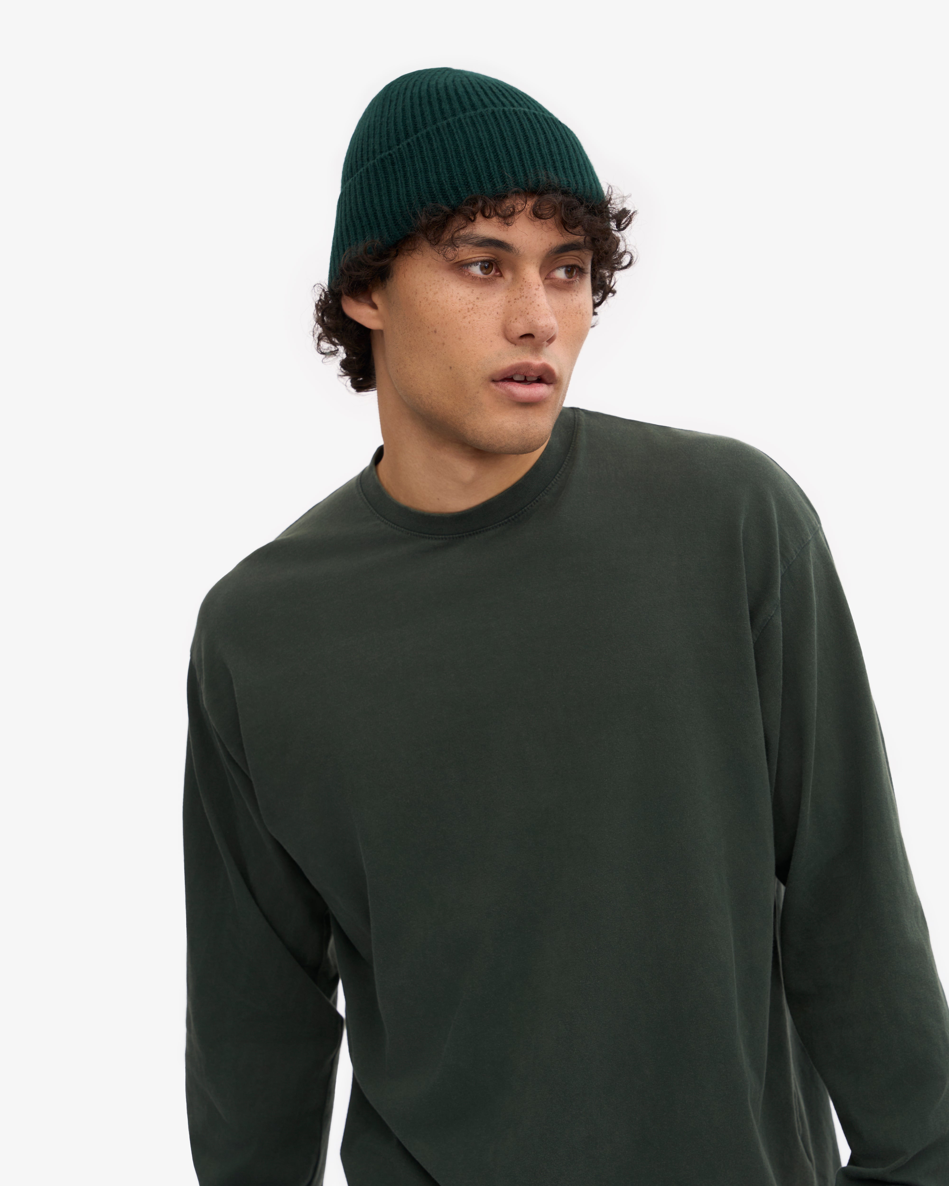 Organic Oversized Long Sleeve T-Shirt for Women - Soft Cotton Comfort Fit - Midnight Forest Green - Casual Loungewear & Streetwear Fashion
