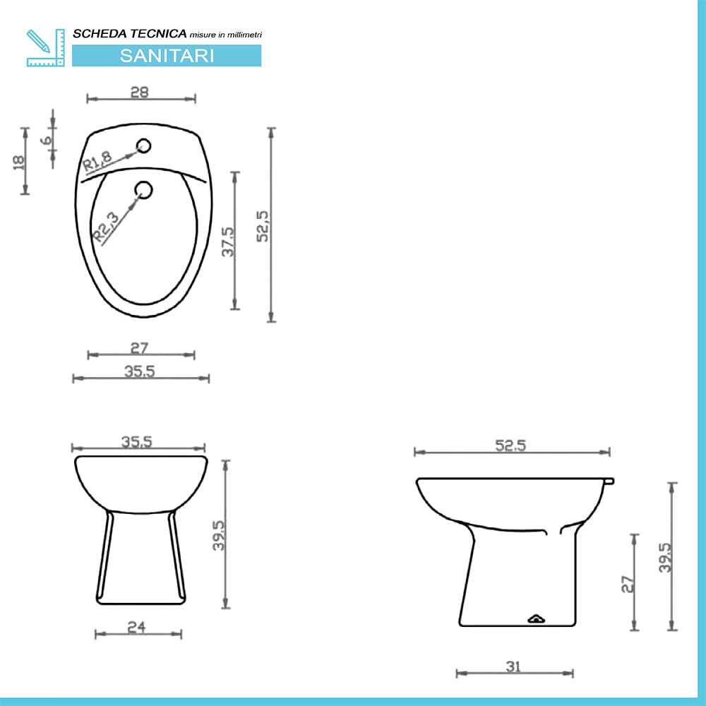 Clara Series Complete Bathroom Set - Toilet, Bidet, Sink with Column & Toilet Cover | Modern Bathroom Fixtures for Home Renovation | Perfect for Small Bathrooms & Apartments