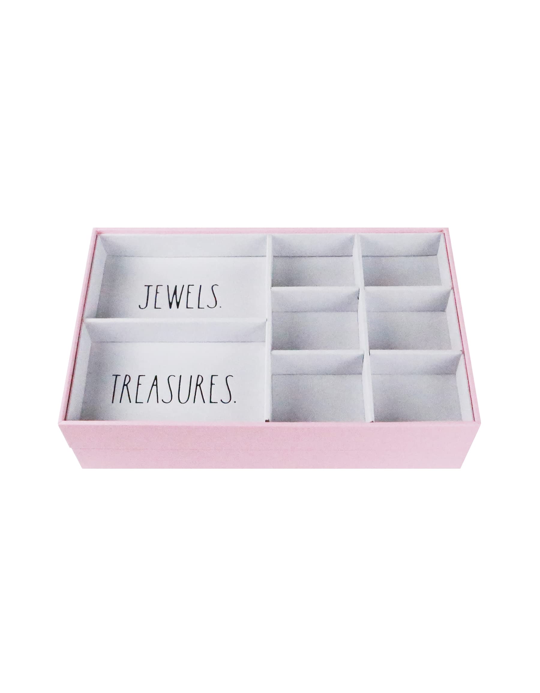 Rae Dunn Jewelry Organizer Tray Set - 2 Stackable Trays for Earrings, Rings & Necklaces - Pink Vanity Display