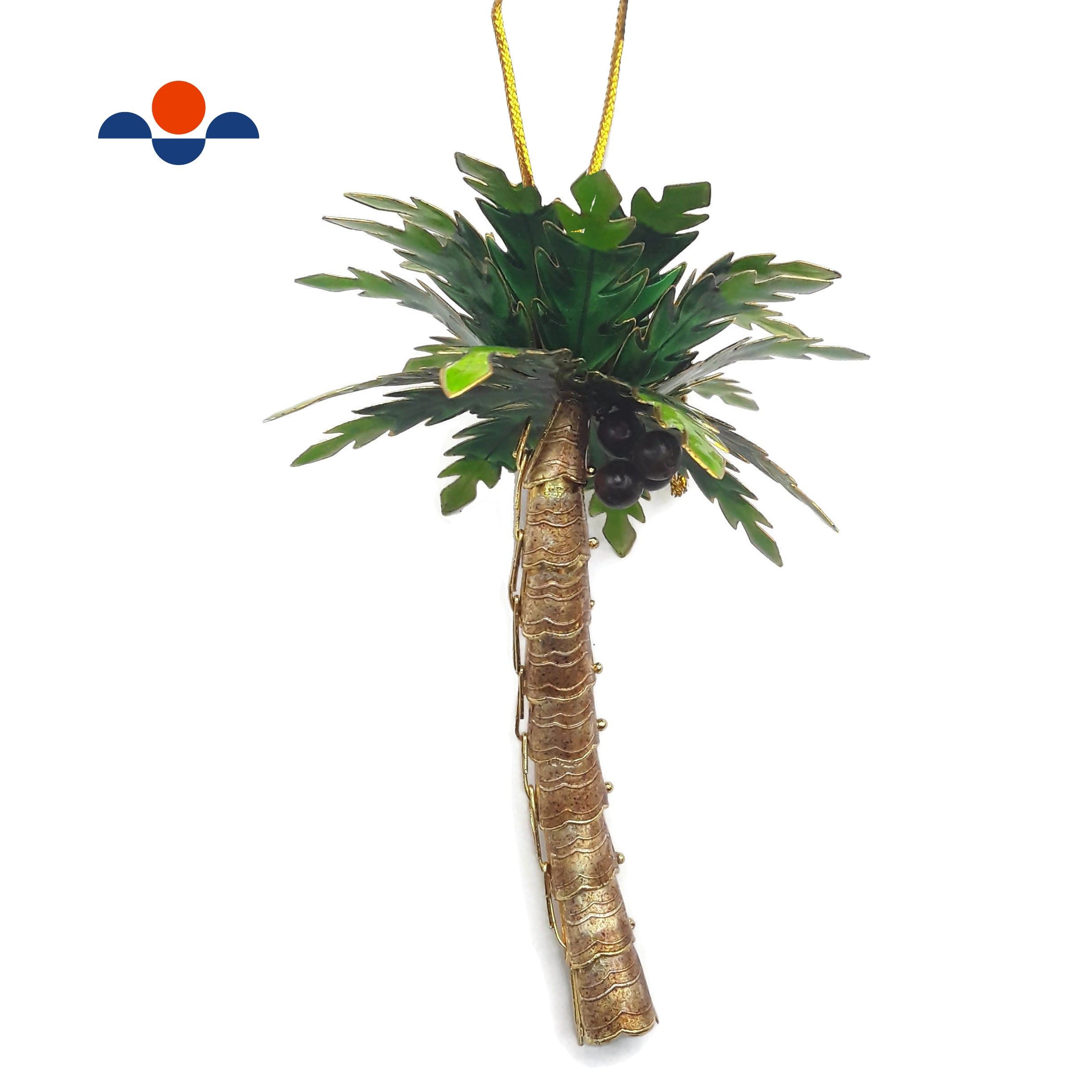 5 Inch Cloisonne Christmas Tree Ornament - Wiggling Palm Tree Holiday Decoration for Xmas Tree, Party & Home Décor | Perfect Gift for Christmas, Beach Theme Parties & Tropical Decor