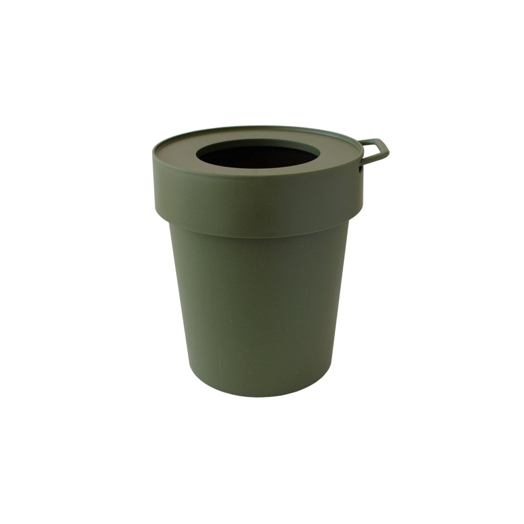 HACHIMAN KASEI 5L Small Kitchen Trash Can with Lid - Khaki Color, Space-Saving Waste Bin for Bathroom, Office, or Bedroom