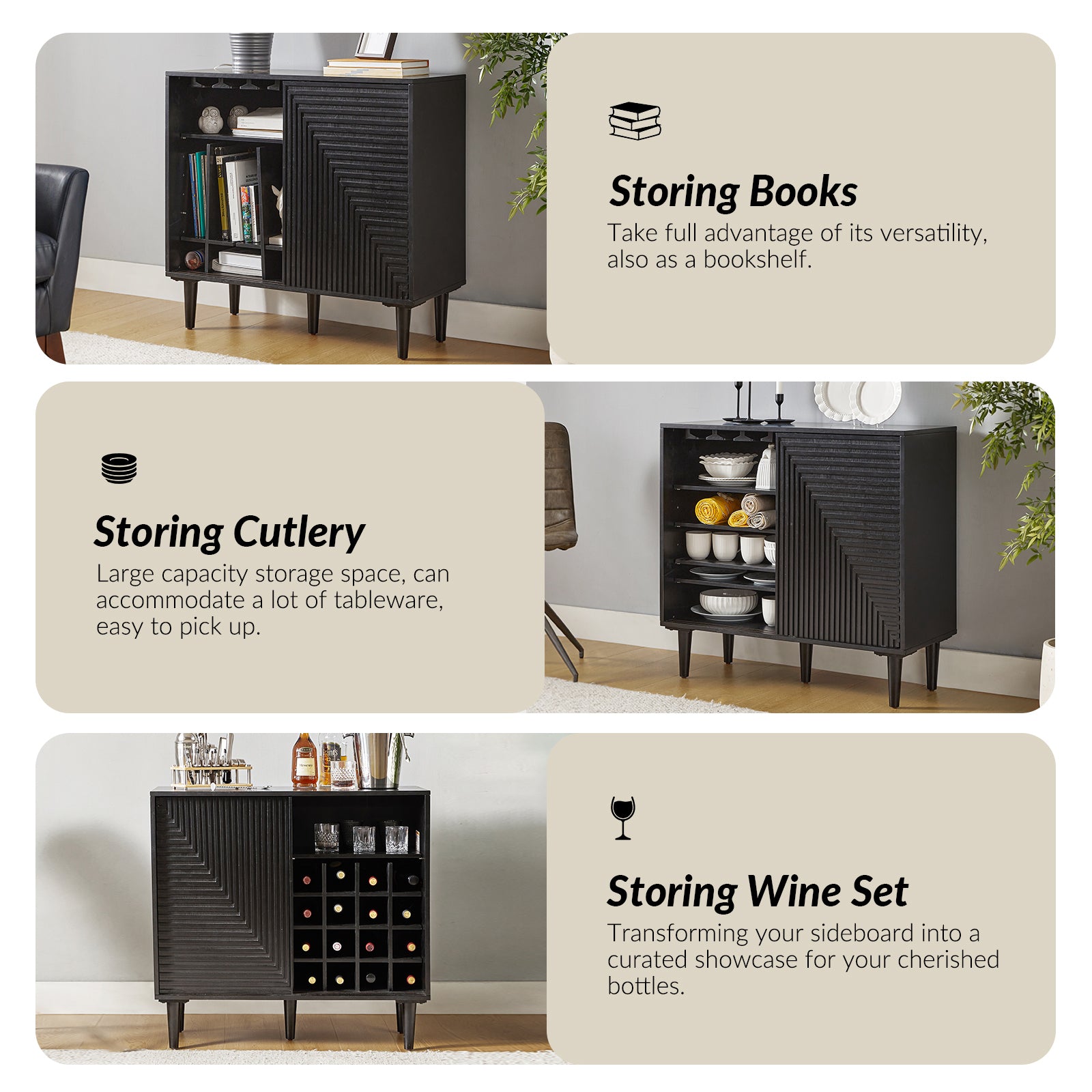 Archie 34-Inch Tall 2-Door Multifunctional Bar Cabinet with Adjustable Shelves - Modern Home Bar Storage for Living Room, Dining Room or Office (Optional Styles Available)