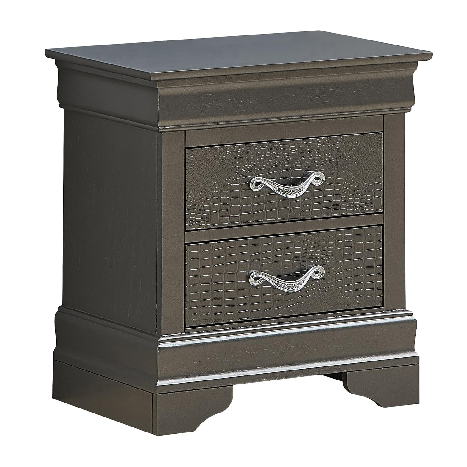 Glory Furniture Lorana 2-Drawer Wooden Nightstand - Charcoal Finish Bedside Table for Bedroom, Living Room & Office Storage