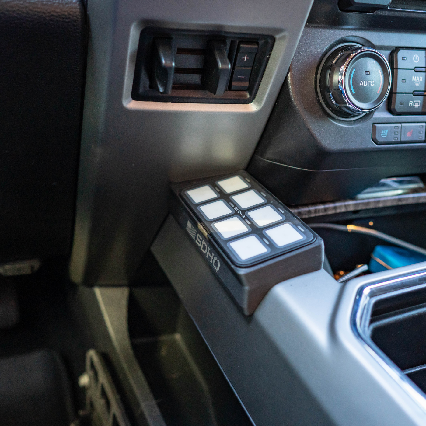2021-2024 Ford F-150 SDHQ Built Switch Pros SP 9100 Flow-Through Center Console Keypad Mount (Right Hand Side) - Perfect for Off-Roading & Custom Truck Accessories